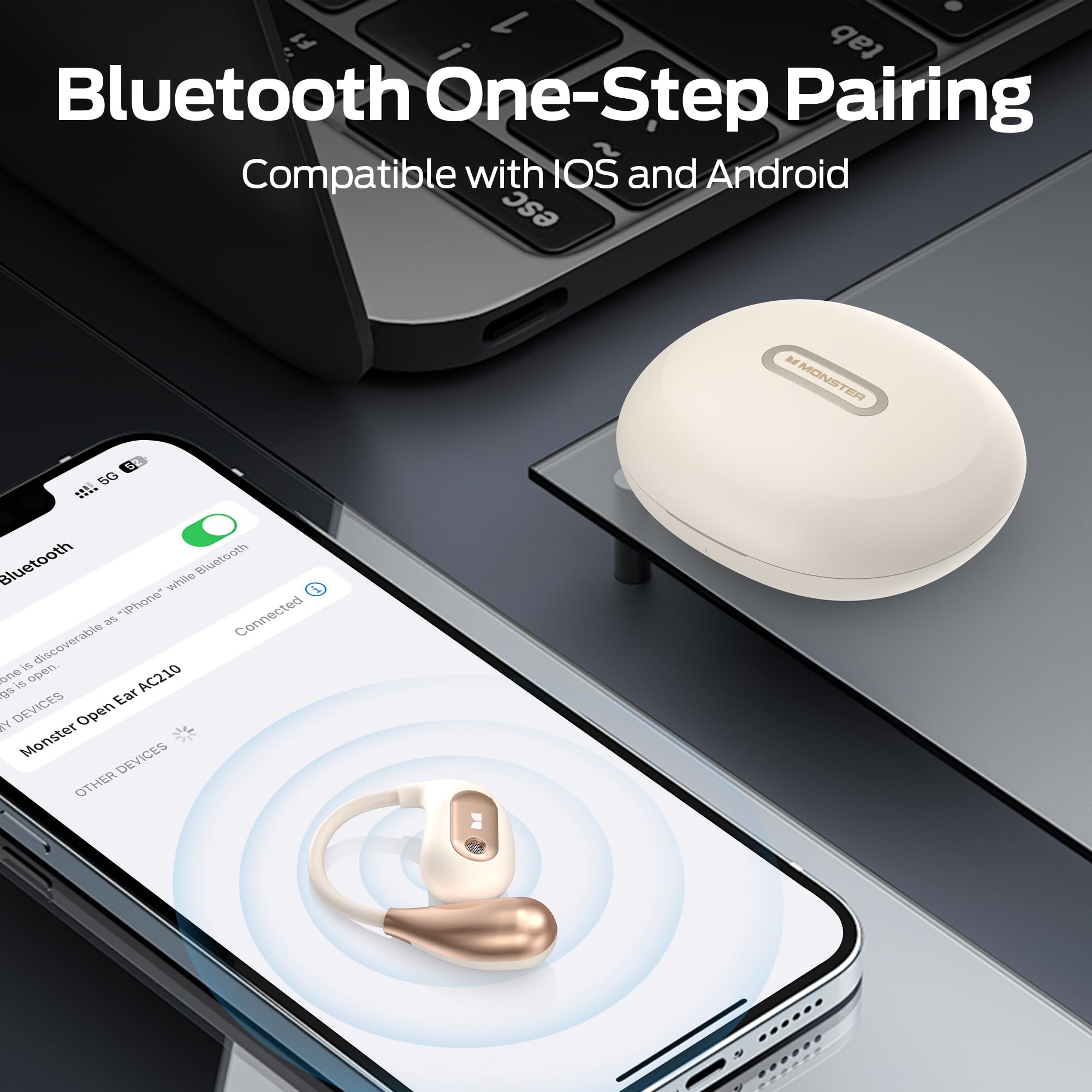 Foto 4 | Auriculares Open Ear Monster Ac210 Bluetooth 5.4 Blancos - Venta Internacional.