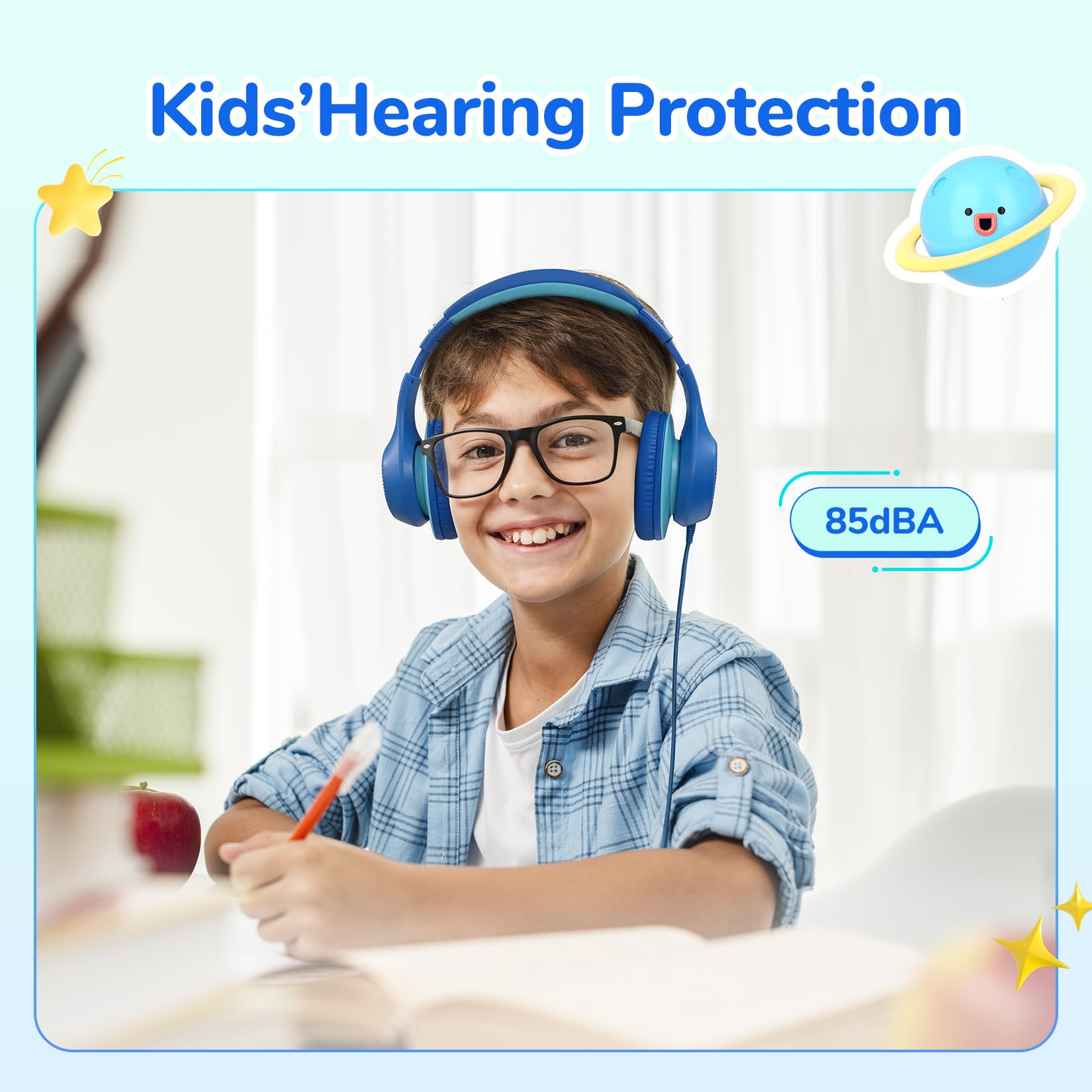 Foto 6 pulgar | Auriculares Earfun K3 Kids Con Límite De Volumen Para Colocar Sobre Las Orejas, Color Azul - Venta Internacional.