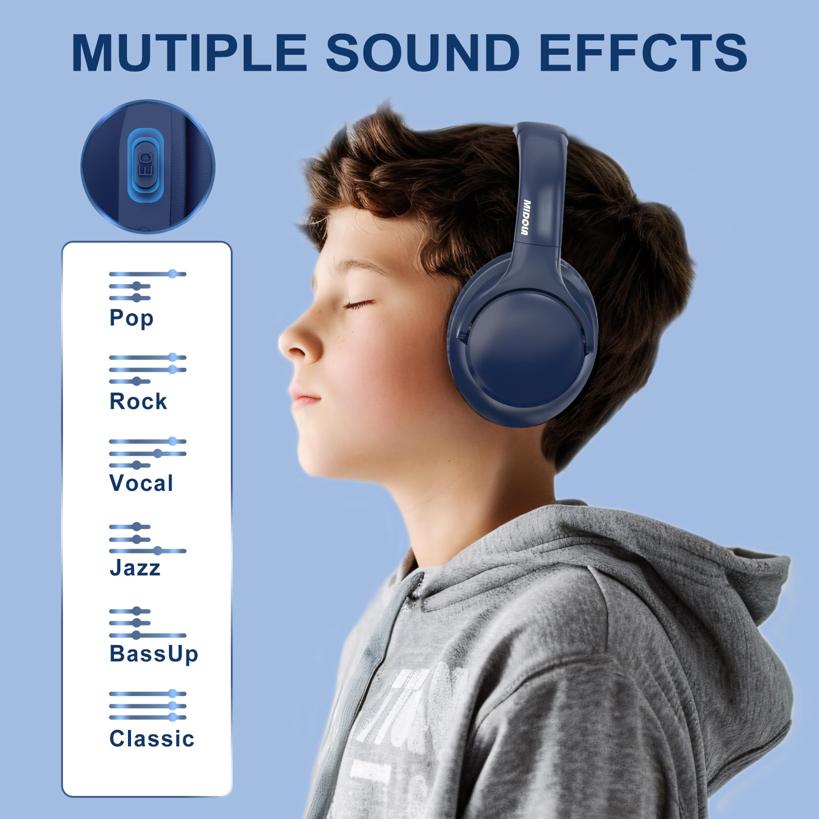 Foto 2 | Auriculares Bluetooth Midola B15 68h Playtime Hifi Estéreo Azul - Venta Internacional.