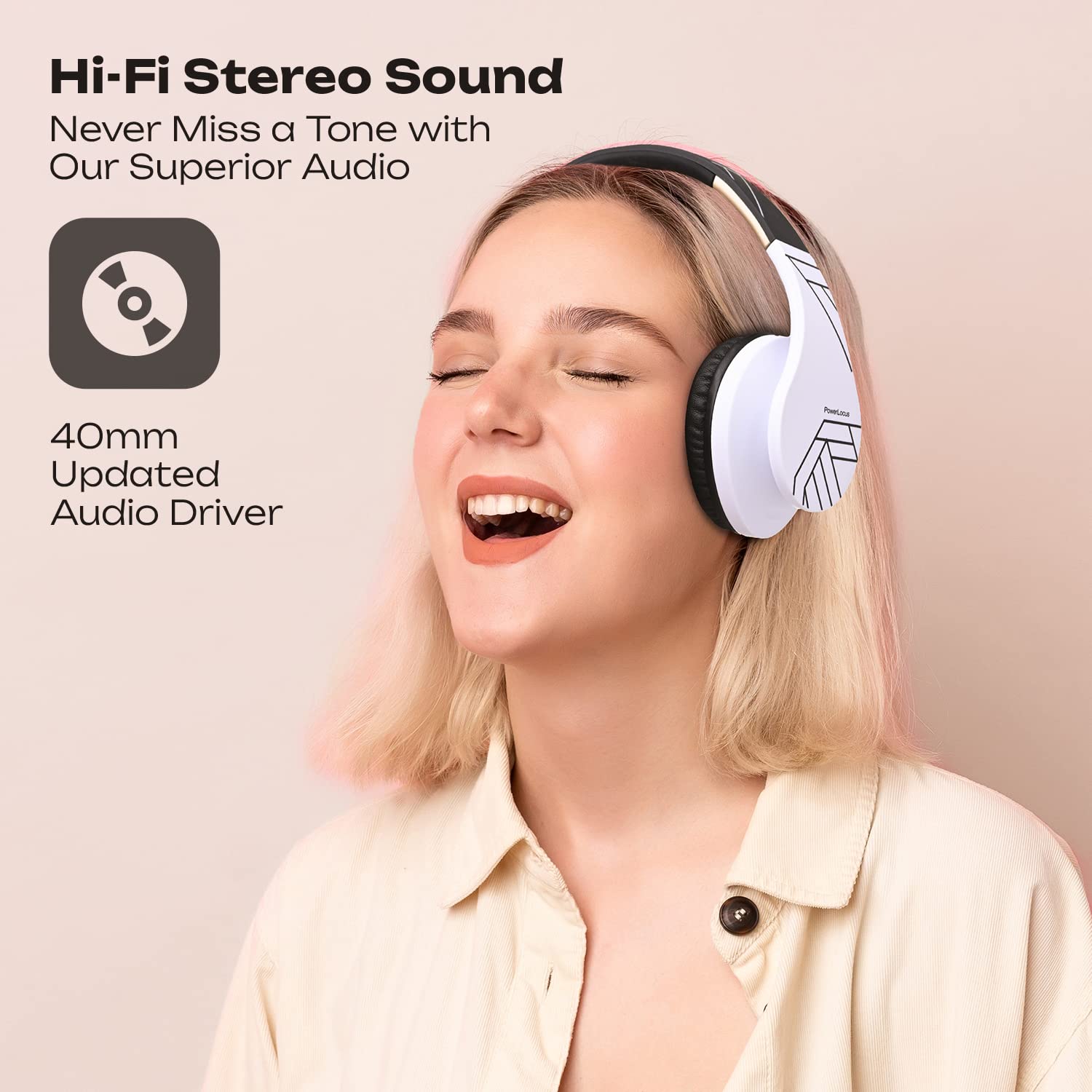 Foto 6 pulgar | Auriculares Supraaurales Bluetooth Powerlocus Inalámbricos En Blanco Y Negro - Venta Internacional.