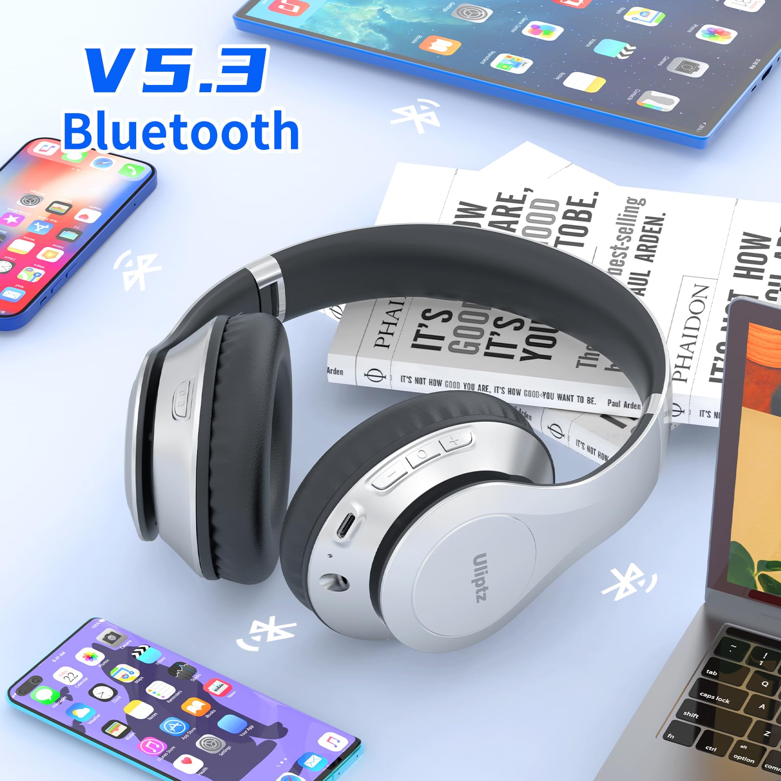 Foto 4 pulgar | Auriculares Inalámbricos Bluetooth Uliptz 65h Playtime Silver - Venta Internacional.