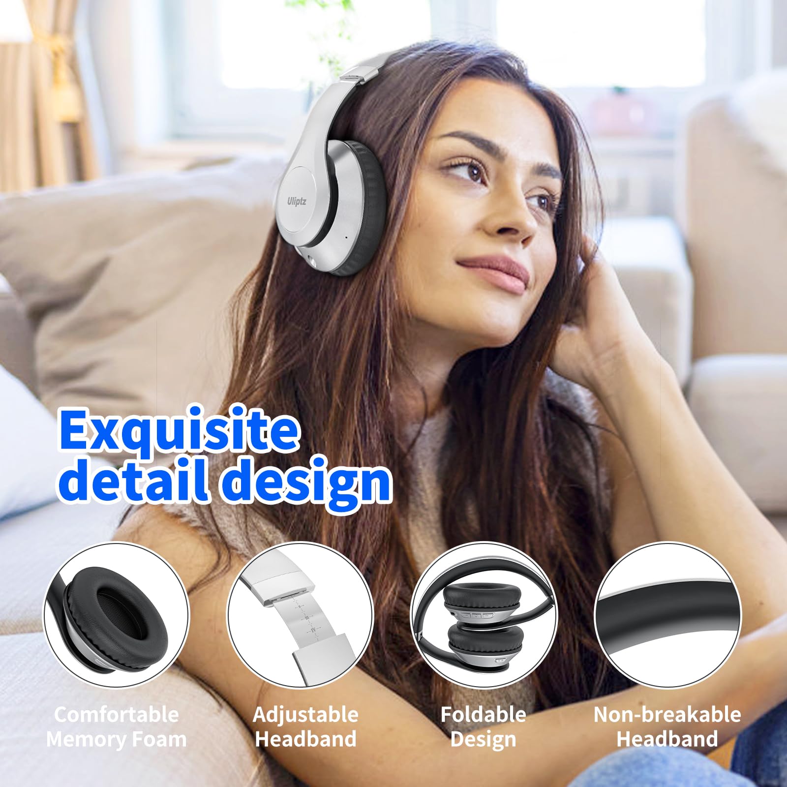 Foto 4 | Auriculares Inalámbricos Bluetooth Uliptz 65h Playtime Silver - Venta Internacional.
