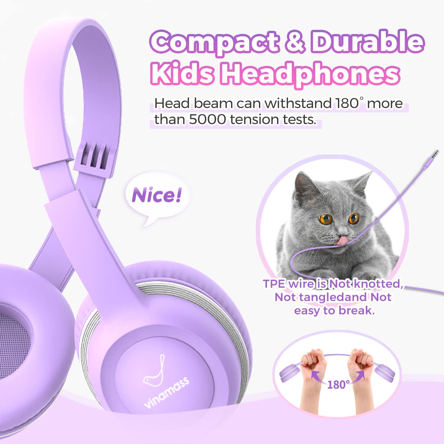 Foto 3 pulgar | Auriculares Vinamass A63 2+1 Para Niños Con Cable Y Límite De Volumen De 85 Db - Venta Internacional.