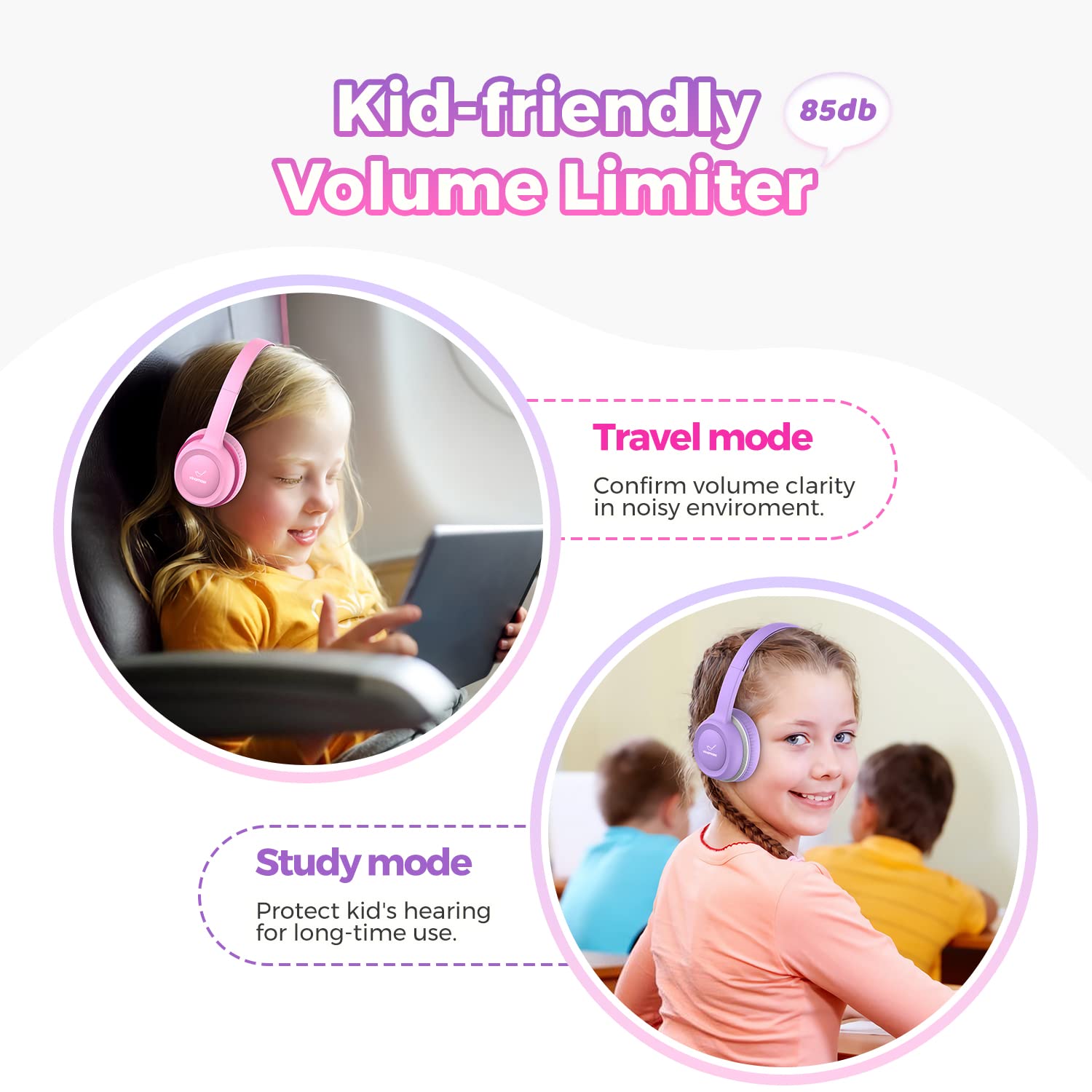 Foto 3 | Auriculares Vinamass A63 2+1 Para Niños Con Cable Y Límite De Volumen De 85 Db - Venta Internacional.