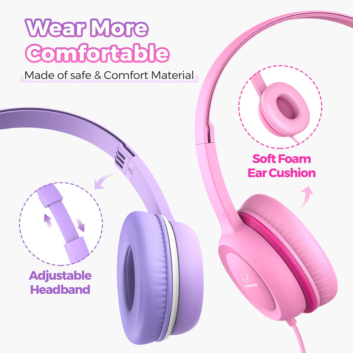 Foto 5 pulgar | Auriculares Vinamass A63 2+1 Para Niños Con Cable Y Límite De Volumen De 85 Db - Venta Internacional.