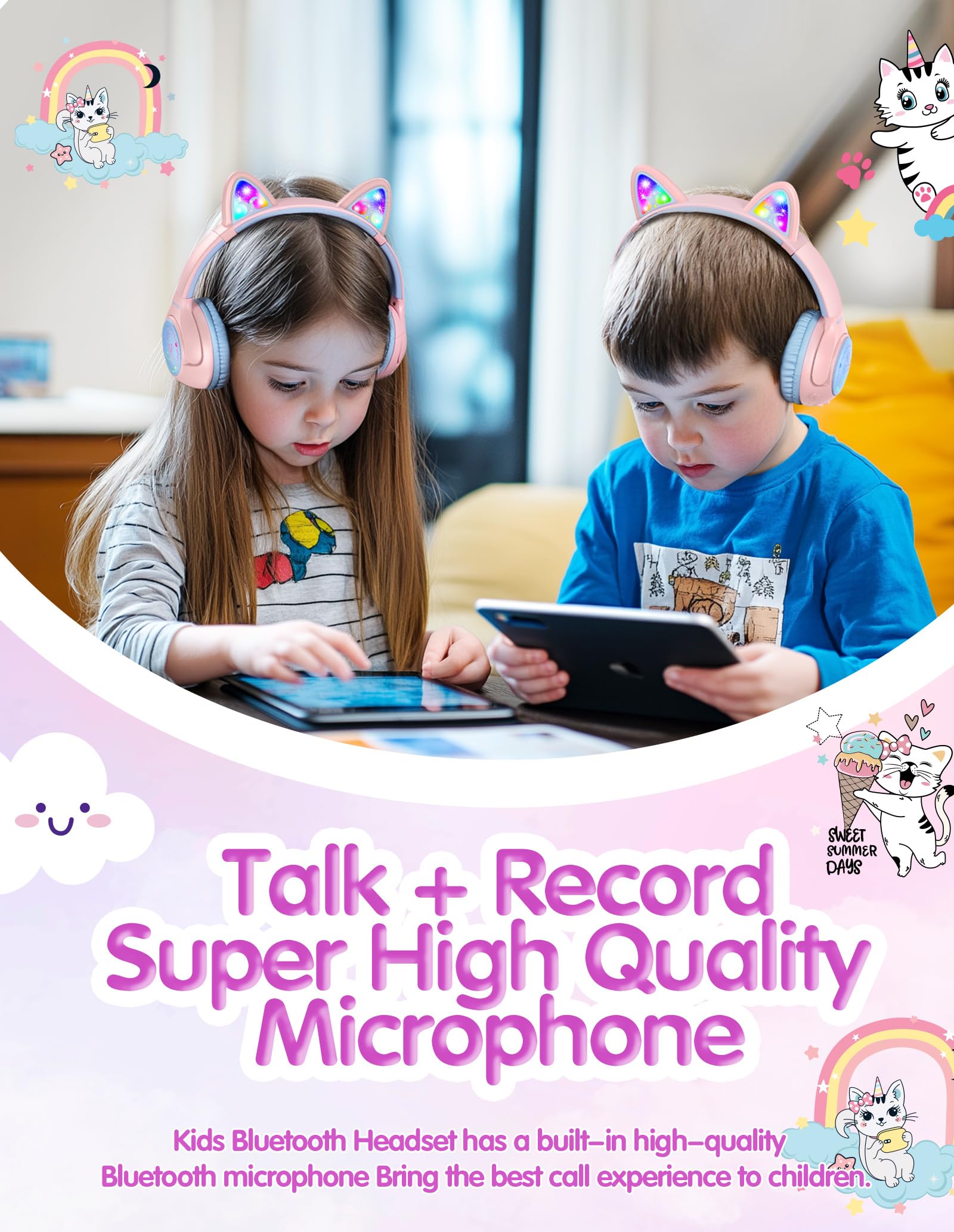 Foto 5 pulgar | Auriculares Bluetooth Tecknet Cat Ear Kids 70h Playtime - Venta Internacional