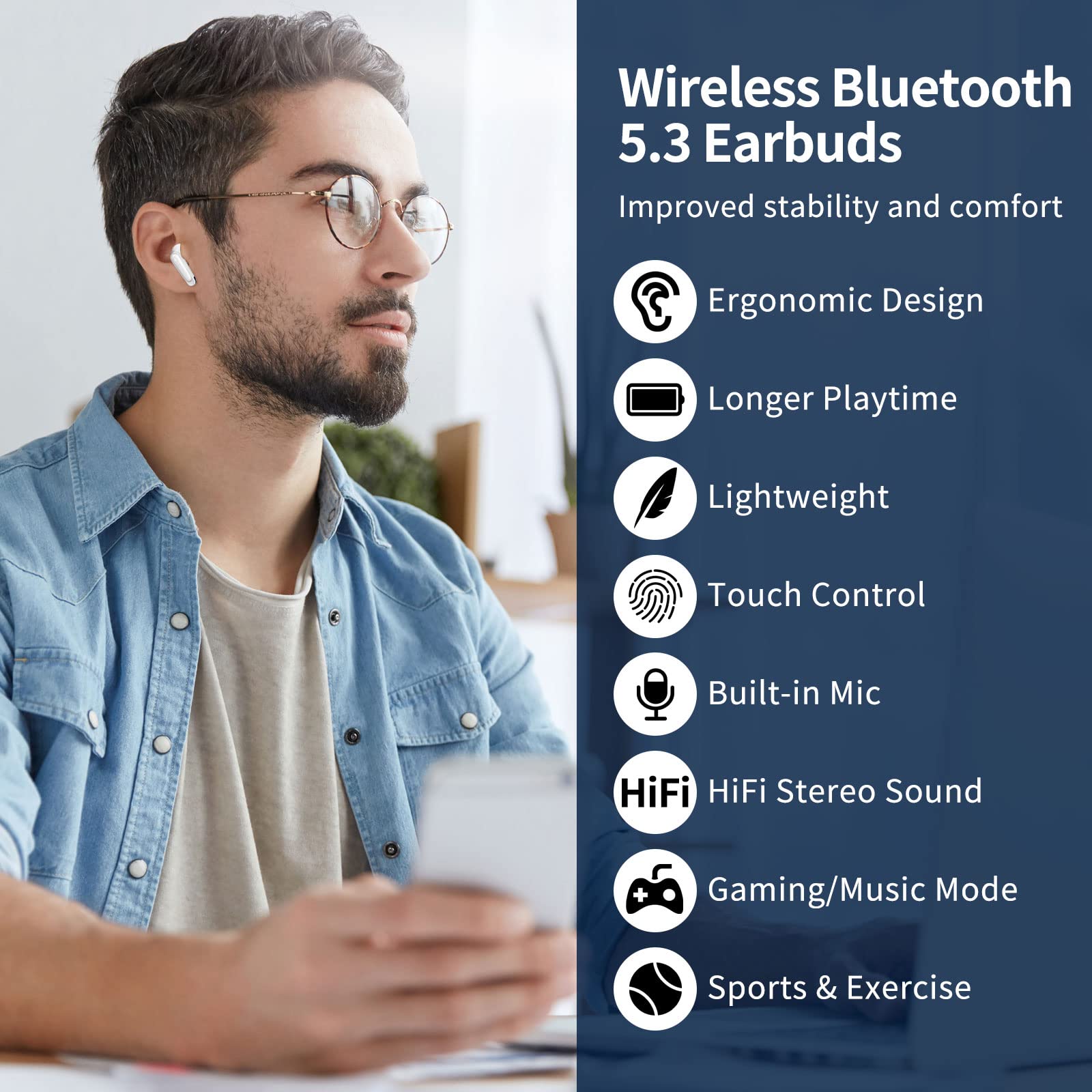 Foto 4 pulgar | Auriculares Bluetooth 5.3 Apetoo Blanco - Venta Internacional