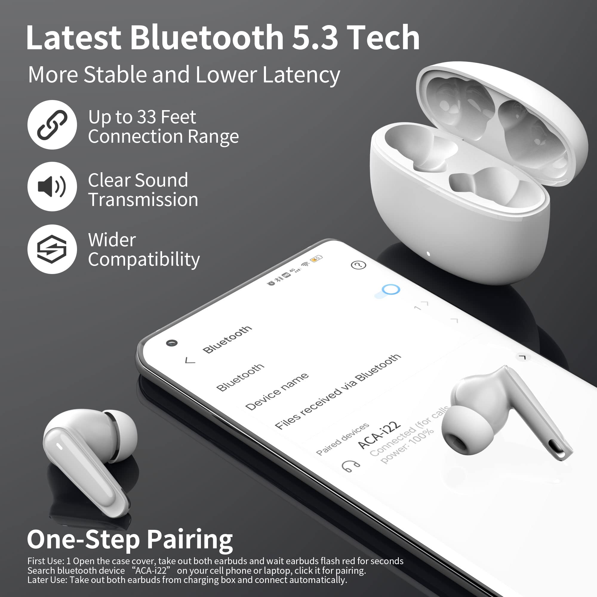 Foto 5 pulgar | Auriculares Bluetooth 5.3 Apetoo Blanco - Venta Internacional