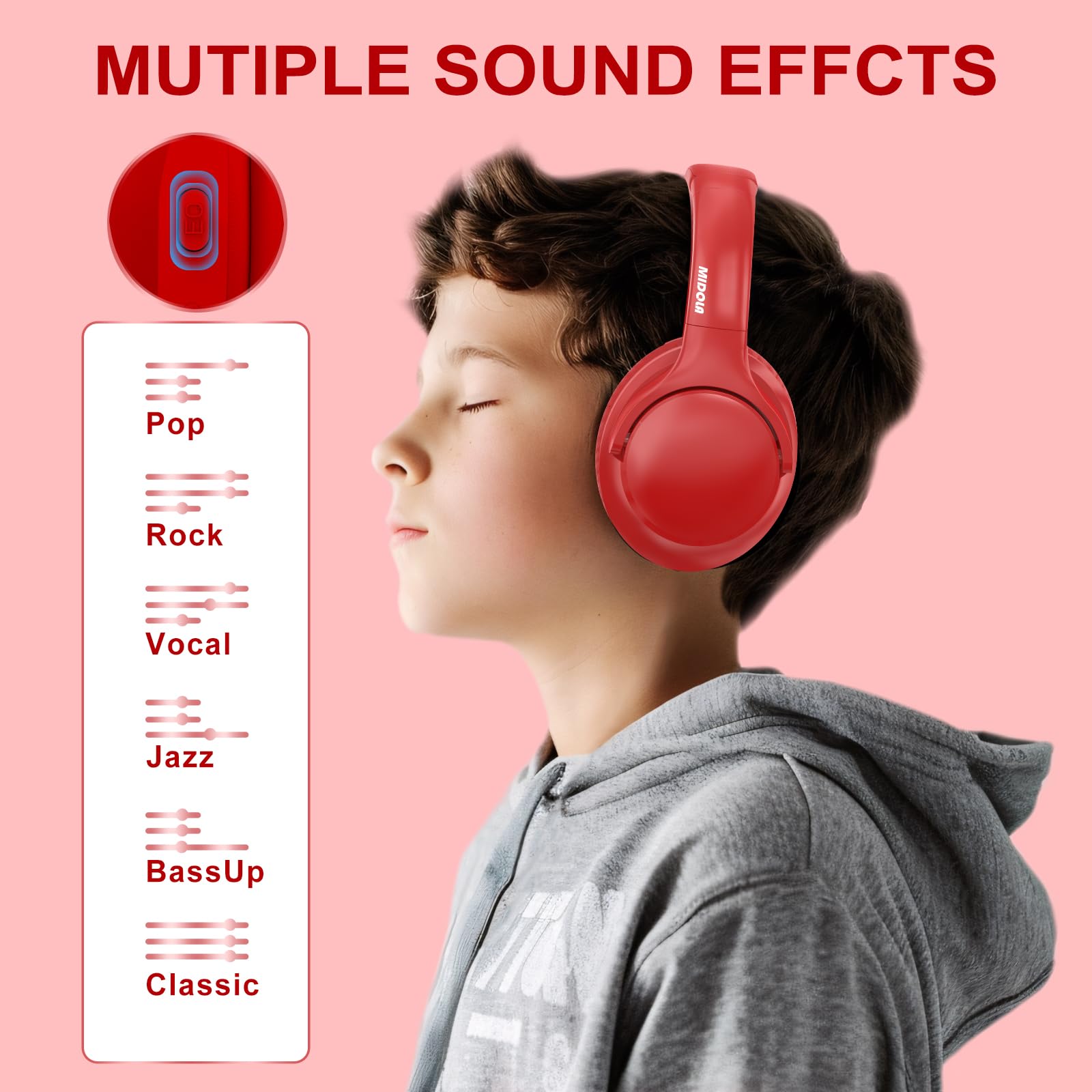 Foto 3 pulgar | Auriculares Bluetooth Midola Over Ear 68h Playtime Red - Venta Internacional