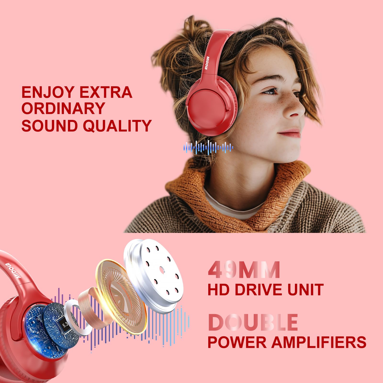 Foto 6 pulgar | Auriculares Bluetooth Midola Over Ear 68h Playtime Red - Venta Internacional