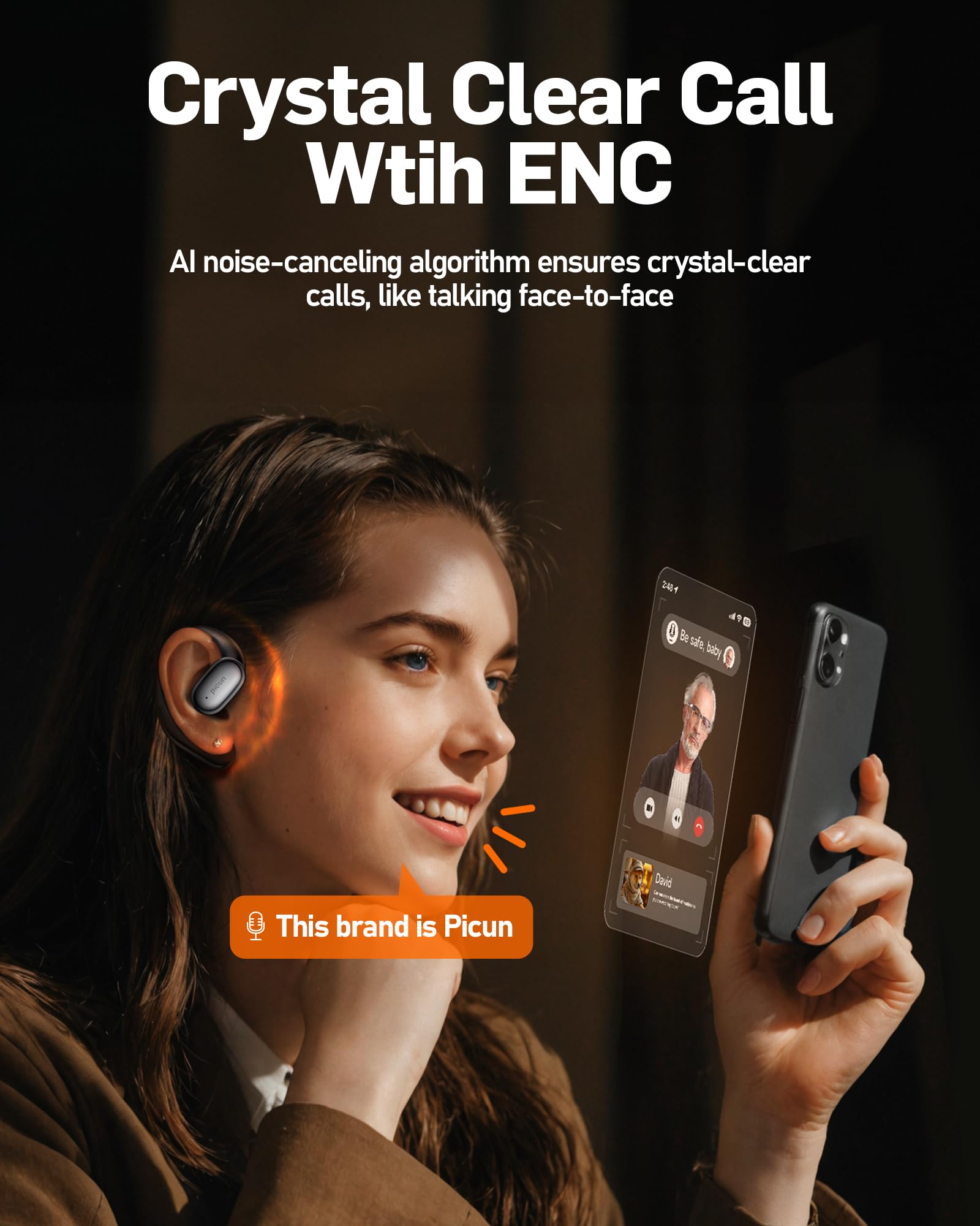 Foto 7 pulgar | Auriculares Inalámbricos Bluetooth 5.4 Open Ear Picun H3s Negros - Venta Internacional