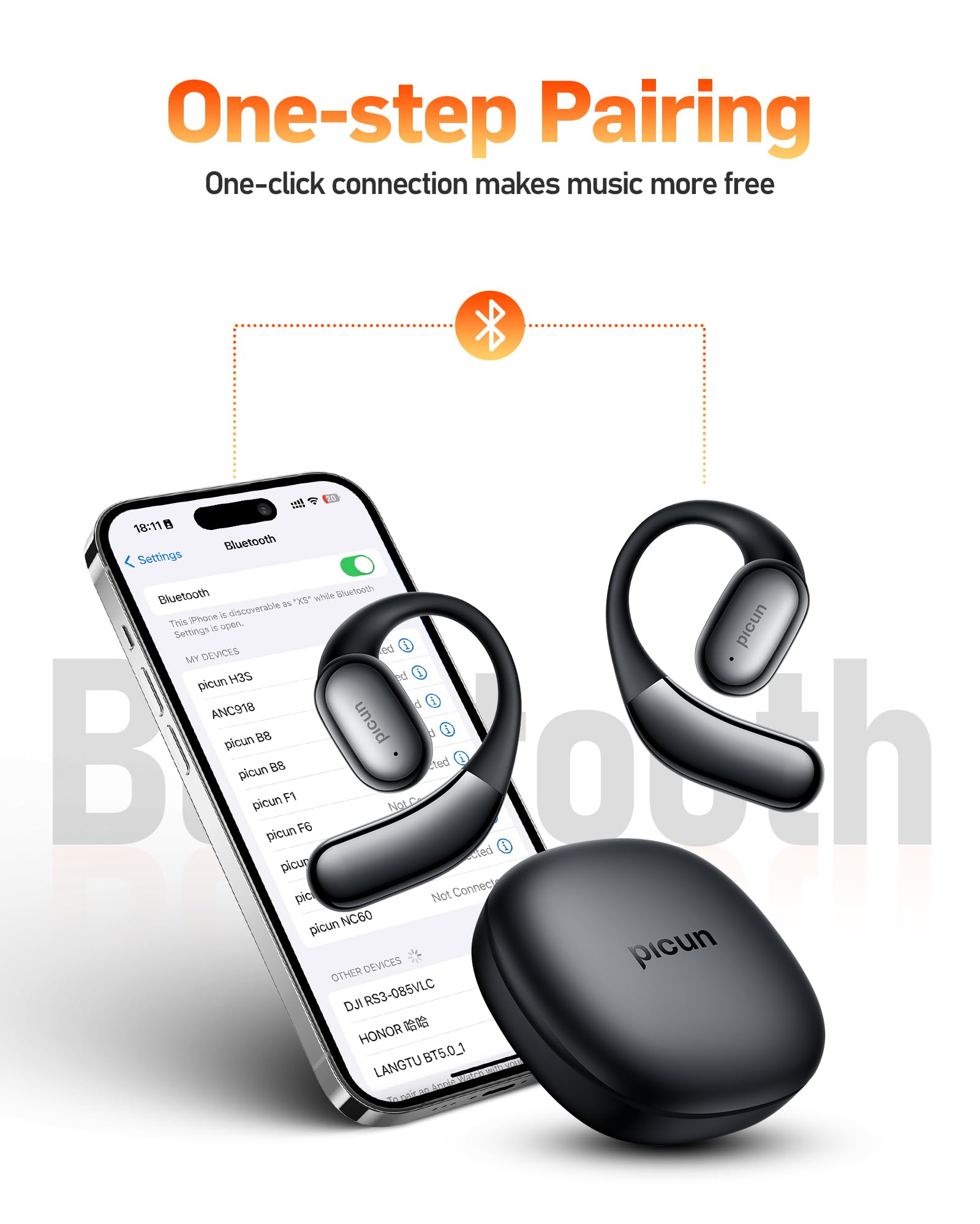 Foto 7 | Auriculares Inalámbricos Bluetooth 5.4 Open Ear Picun H3s Negros - Venta Internacional