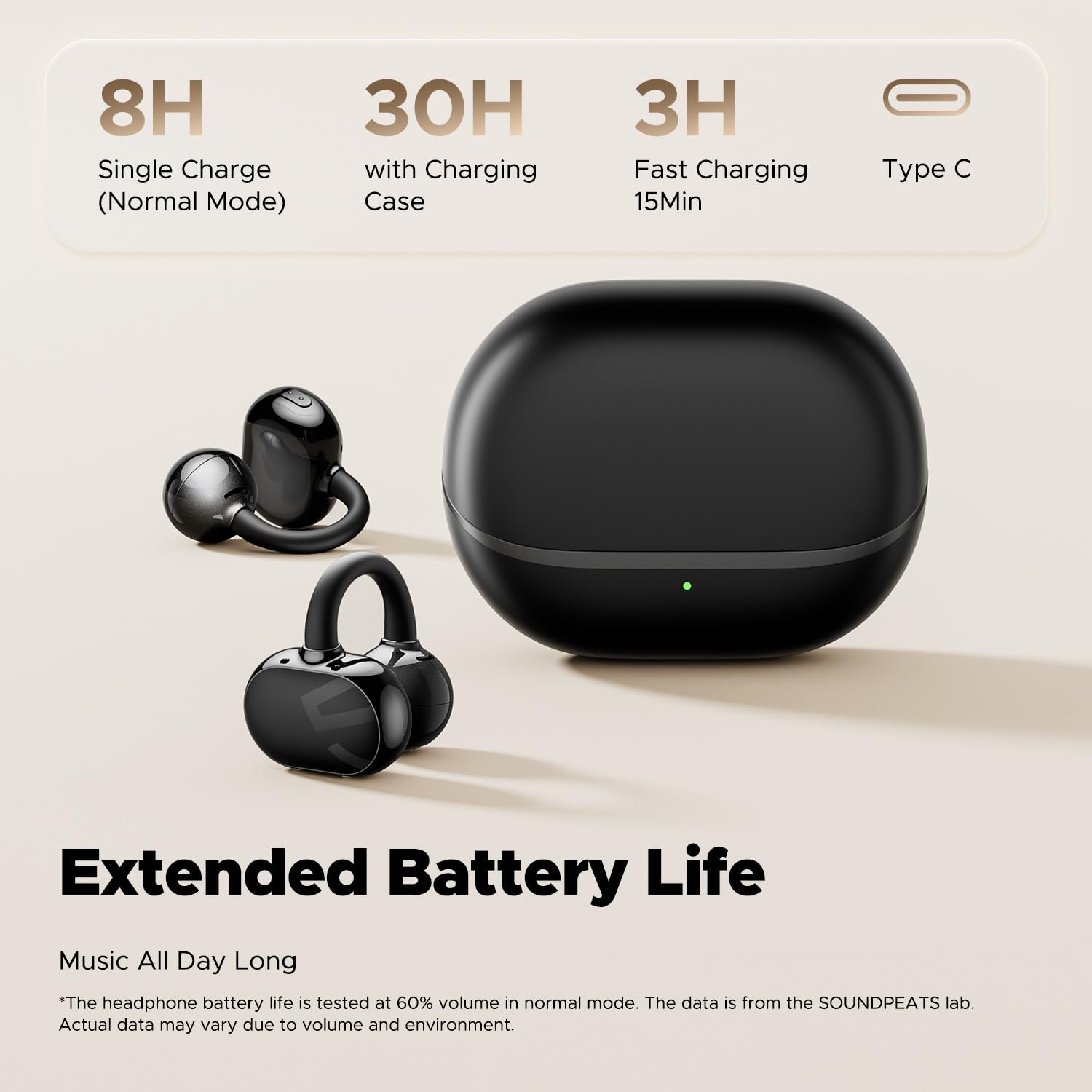 Foto 5 pulgar | Auriculares Inalámbricos Soundpeats Pop Clip Black - Venta Internacional