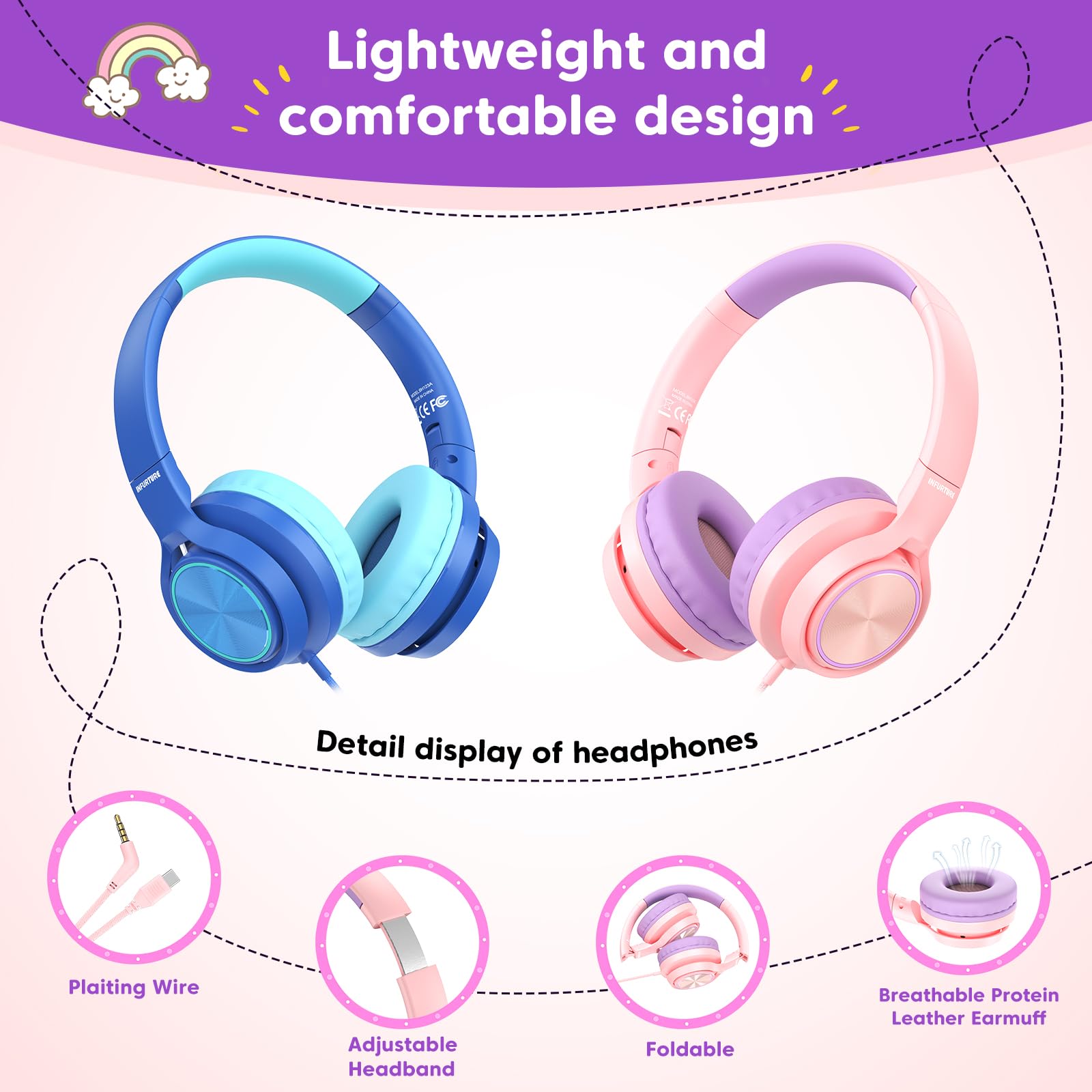 Foto 5 | Auriculares Infantiles Infurture Ch5 Usb C/3.5 Mm con Micrófono - Venta Internacional