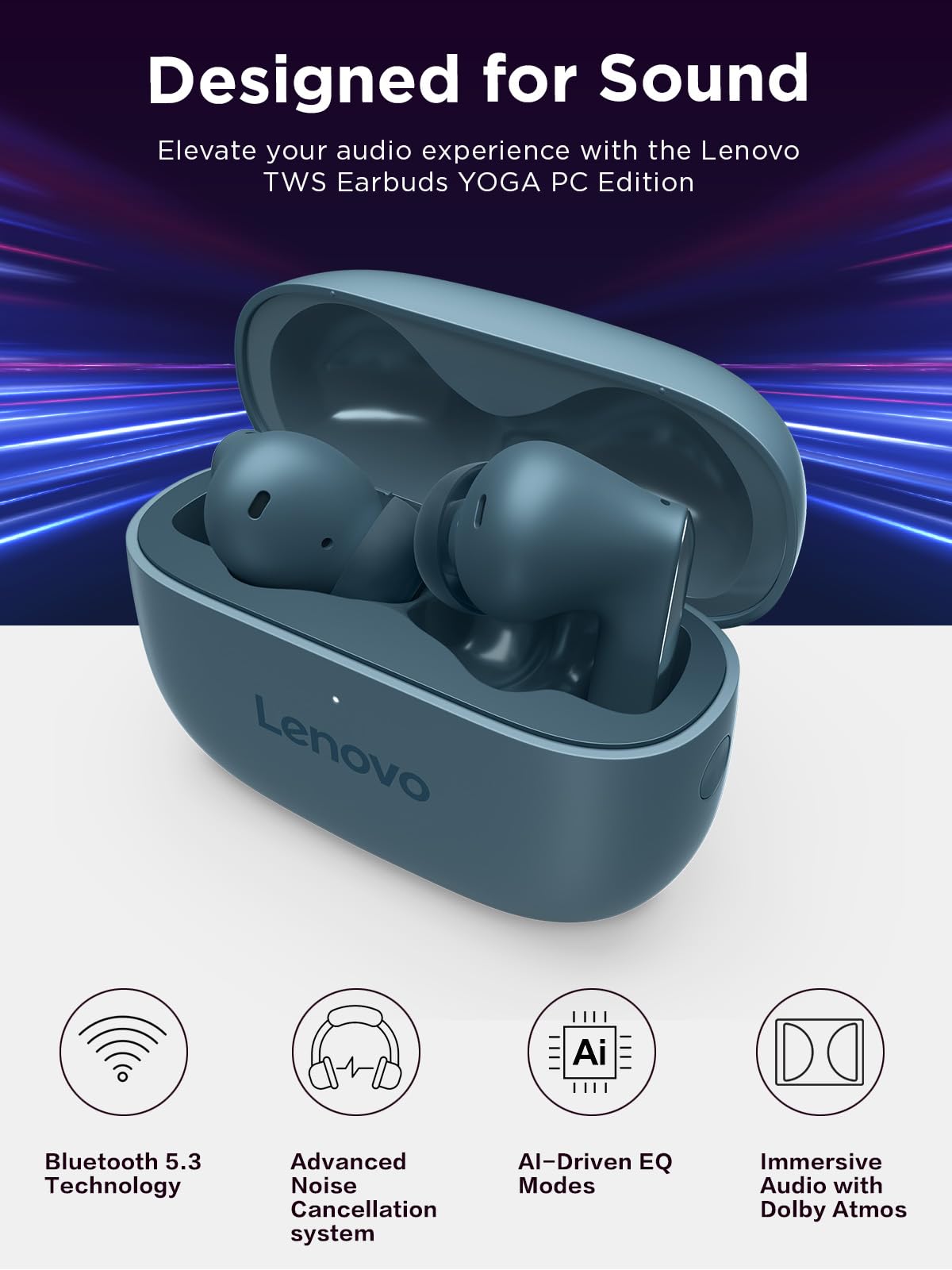 Foto 3 pulgar | Auriculares Inalámbricos Lenovo Tws Yoga Pc Edition Tidal Teal - Venta Internacional.