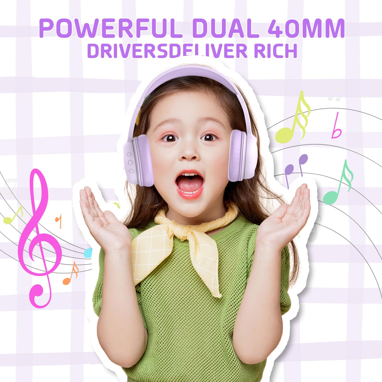 Foto 5 pulgar | Auriculares Bluetooth Vinamass E63 Kids 30h Playtime Morados - Venta Internacional.