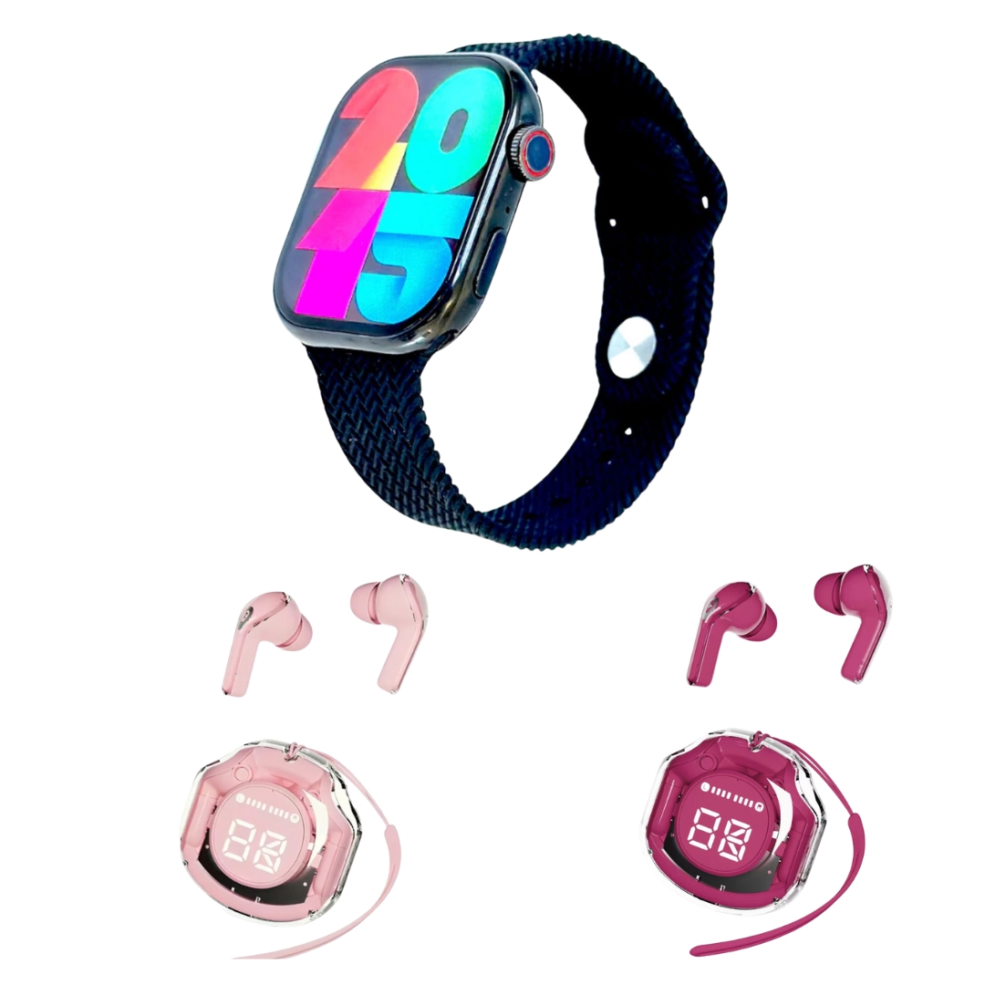 Foto 2 pulgar | Smartwatch Jw9 Negro con Dos Audífonos Air39 In Ear