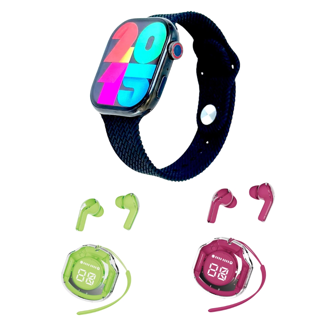 Foto 2 pulgar | Smartwatch Jw9  Negro con Dos Audífonos Air39 In Ear