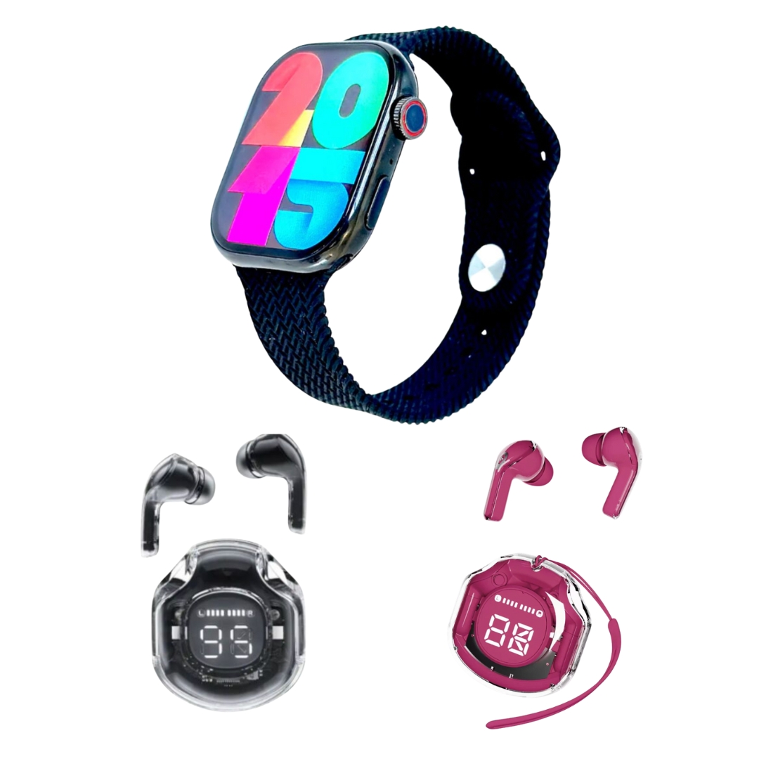 Foto 2 pulgar | Smartwatch Jw9 Negro con Dos Audífonos Air39 In Ear