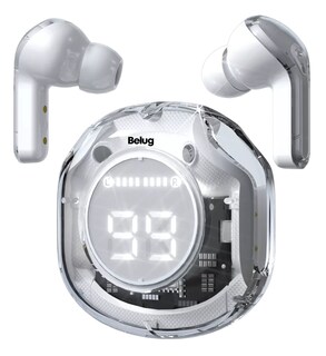 Foto 1 | Auriculares In-ear Belug Inalámbricos Bluetooth Cristal Con Led Transparente Blanco