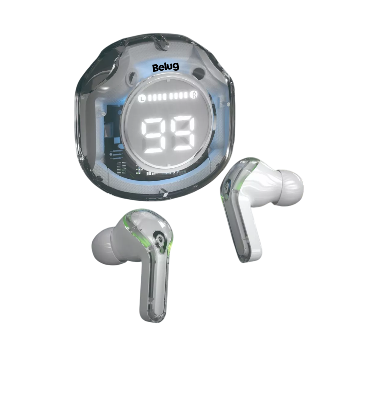 Foto 5 pulgar | Auriculares In-ear Belug Inalámbricos Bluetooth Cristal Con Led Transparente Blanco