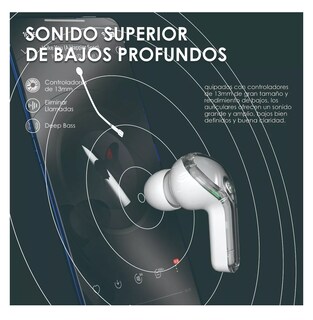 Foto 5 | Auriculares In-ear Belug Inalámbricos Bluetooth Cristal Con Led Transparente Blanco
