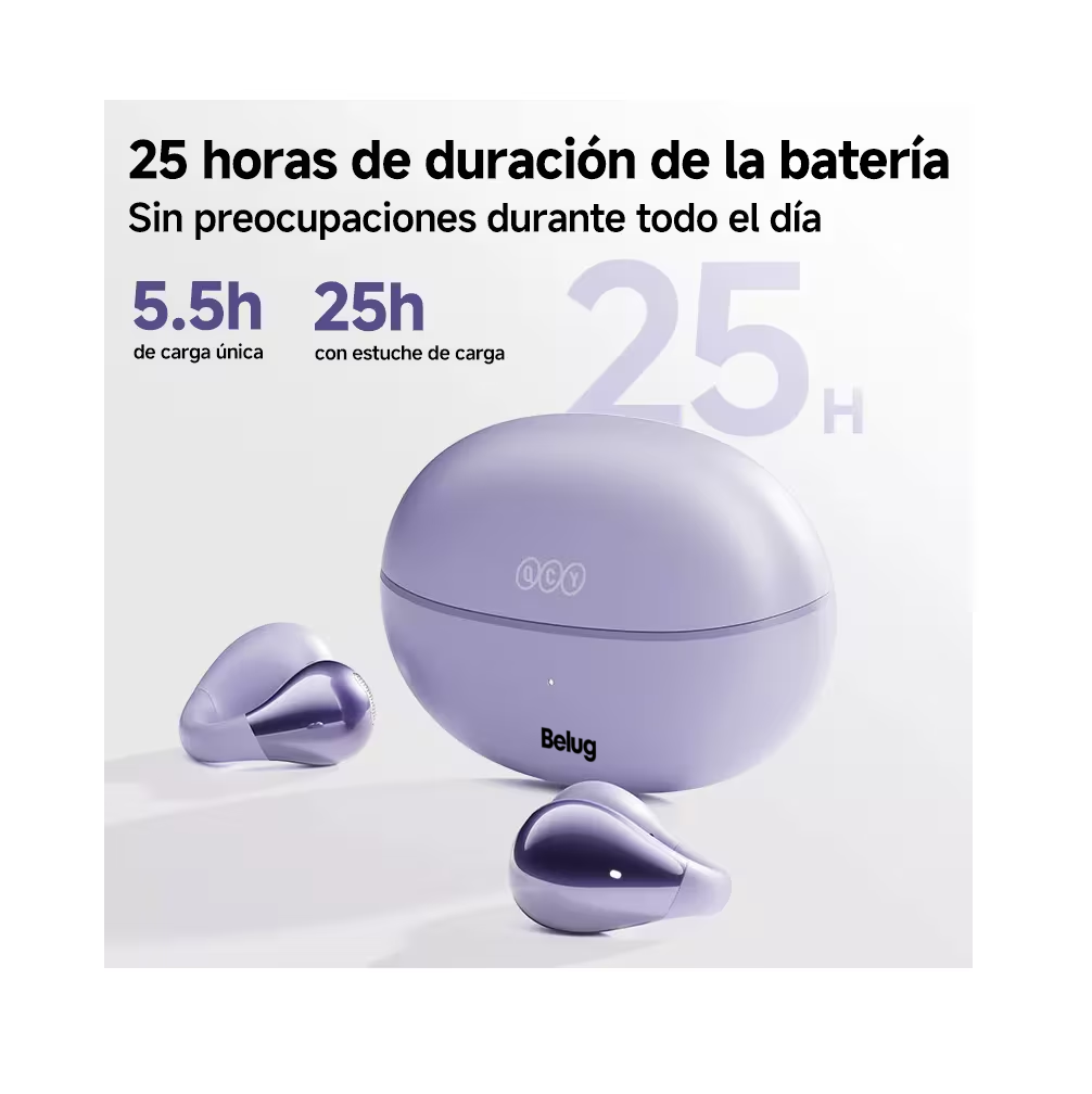 Foto 5 pulgar | Audífonos Con Clip Para La Oreja V5.4, Belug  Lila