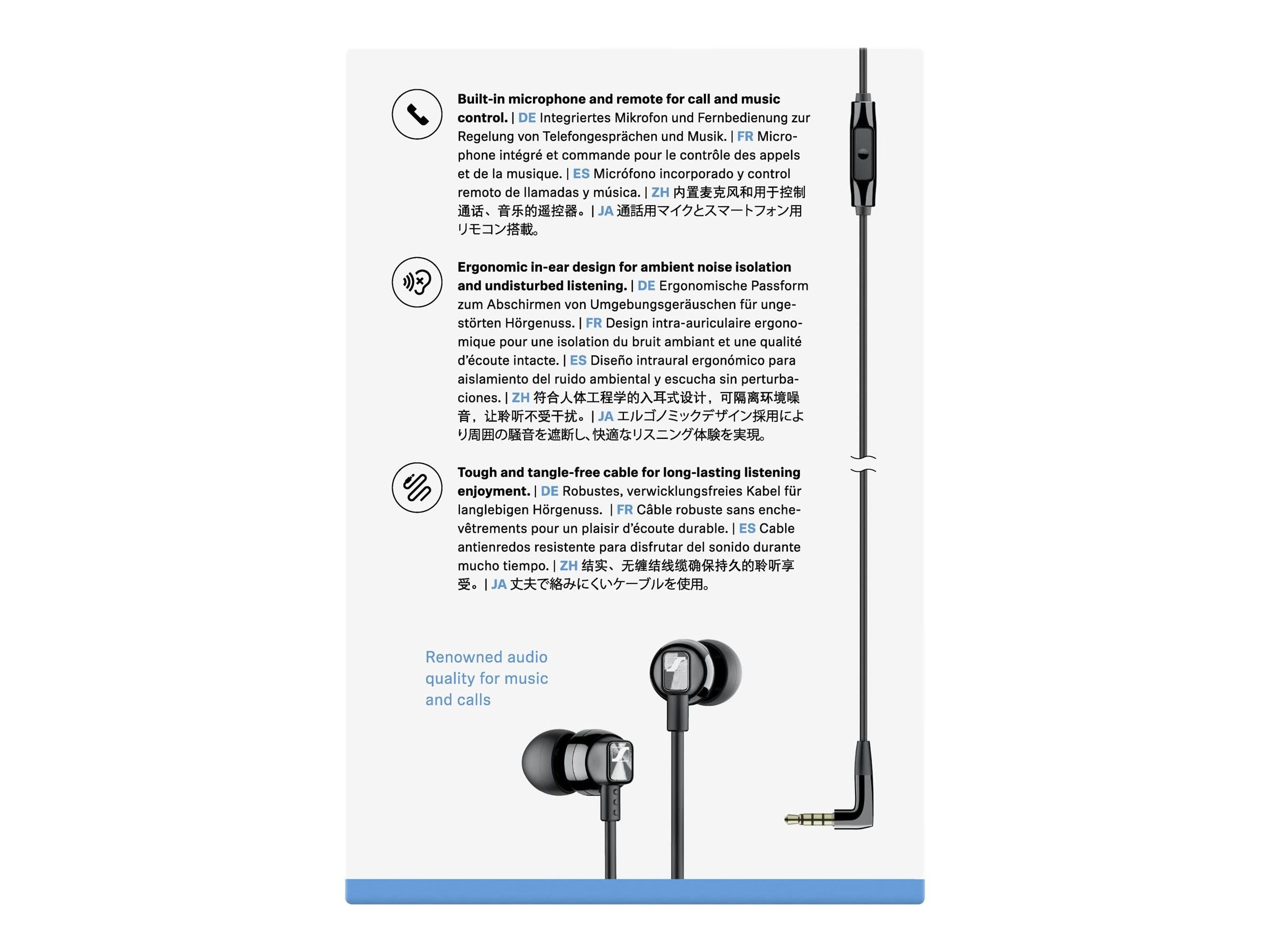 Foto 2 | Auriculares Con Canal Auditivo Sennheiser Cx 300s Con Control Remoto Inteligente Negros - Venta Internacional.
