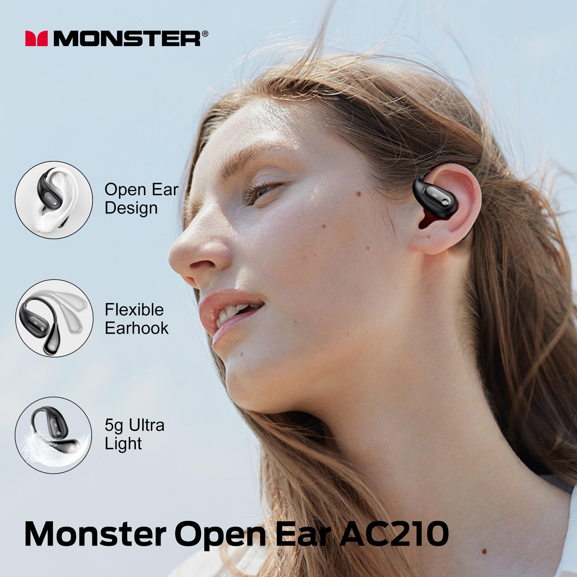 Foto 3 pulgar | Auriculares Abiertos Monster Ac210 Bluetooth 5.4 Ipx5 Impermeables - Venta Internacional.