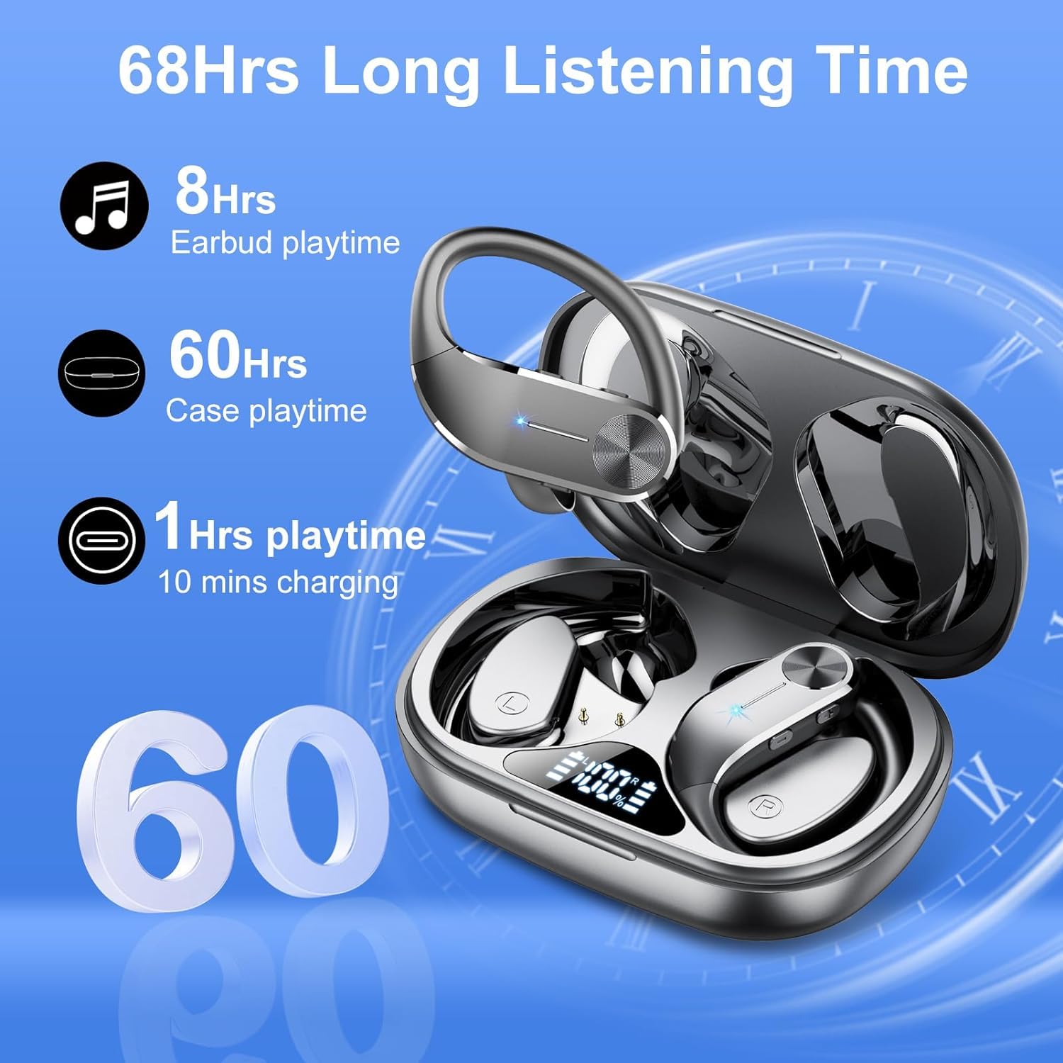 Foto 5 pulgar | Auriculares Inalámbricos Headbleng Auriculares Bluetooth 5.3 Ipx7 68h Playtime - Venta Internacional.
