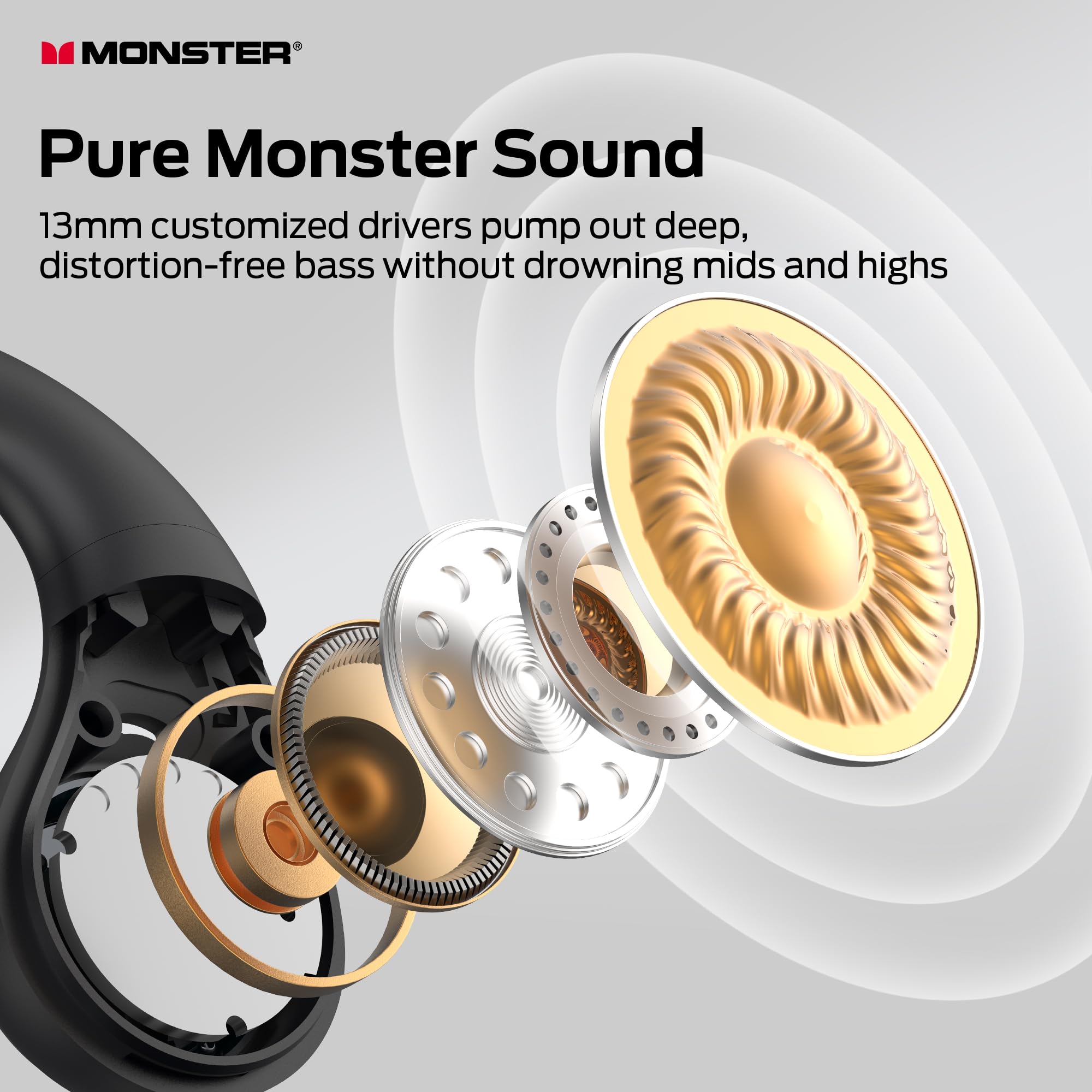 Foto 3 pulgar | Auriculares Open Ear Monster Open Ear Ac336 Bluetooth 6.0 - Venta Internacional.