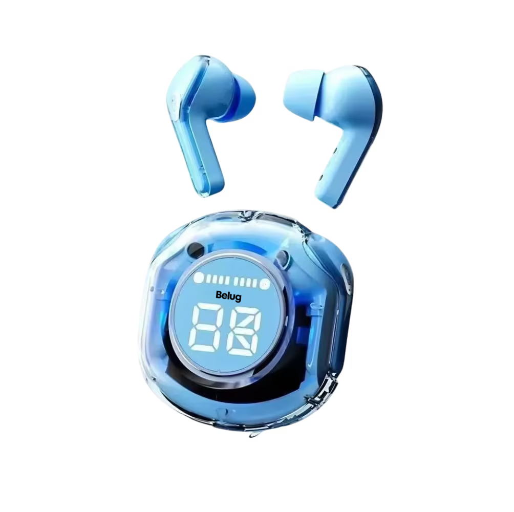 Audifonos Inalámbricos Belug Pantalla Digital Reducción Ruido Ipx4 Azul
