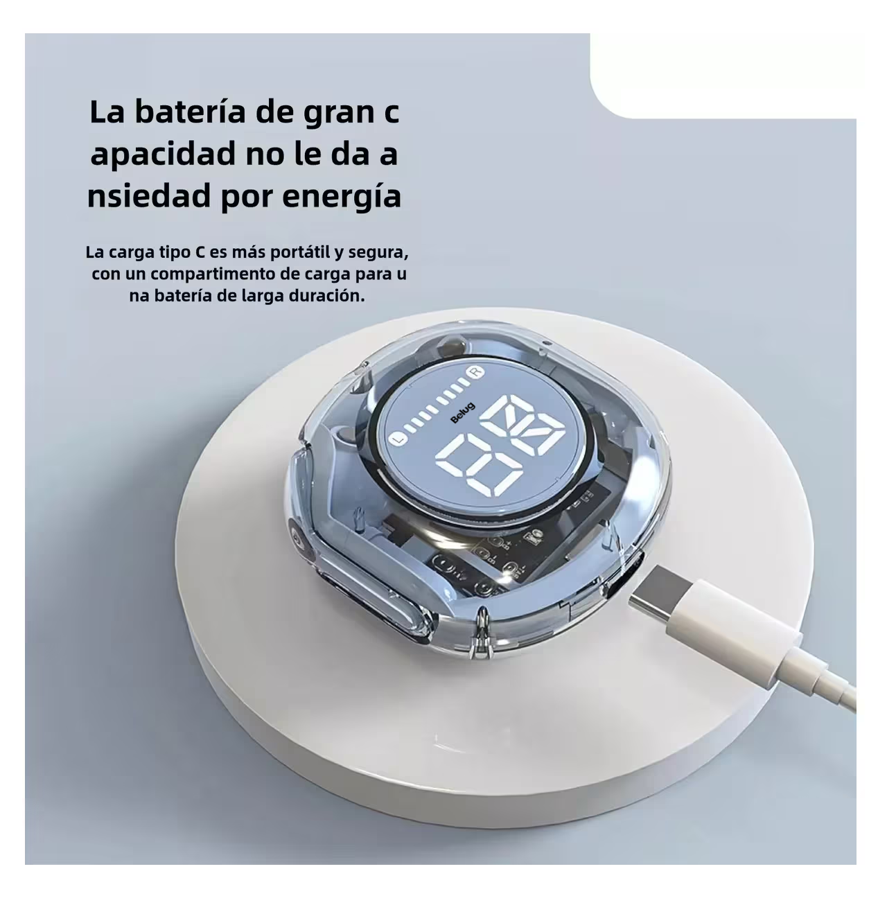 Foto 4 | Audifonos Inalámbricos Belug Pantalla Digital Reducción Ruido Ipx4 Azul