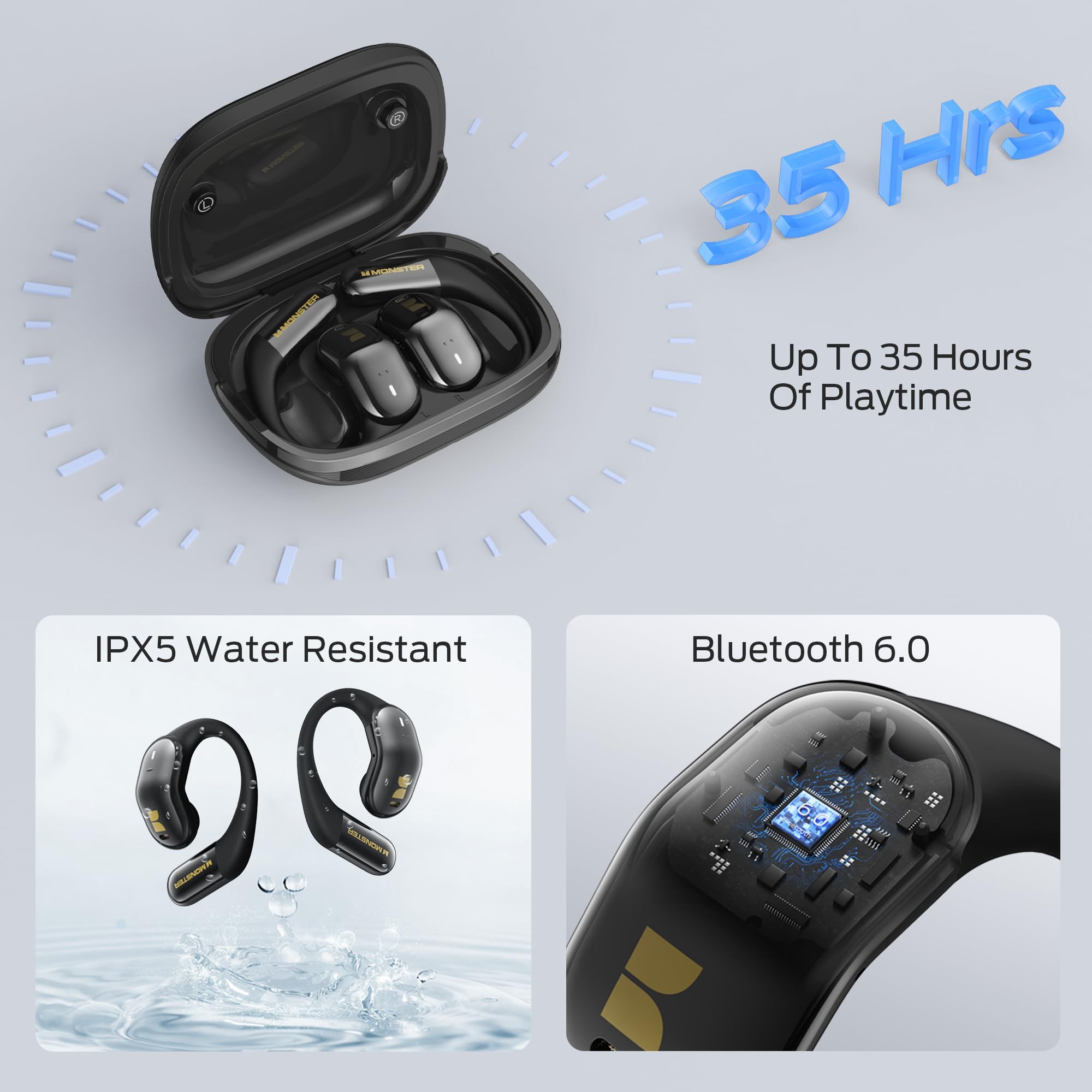 Foto 7 pulgar | Auriculares Monster Open Ear Ac326 Bluetooth 6.0 Inalámbricos - Venta Internacional.