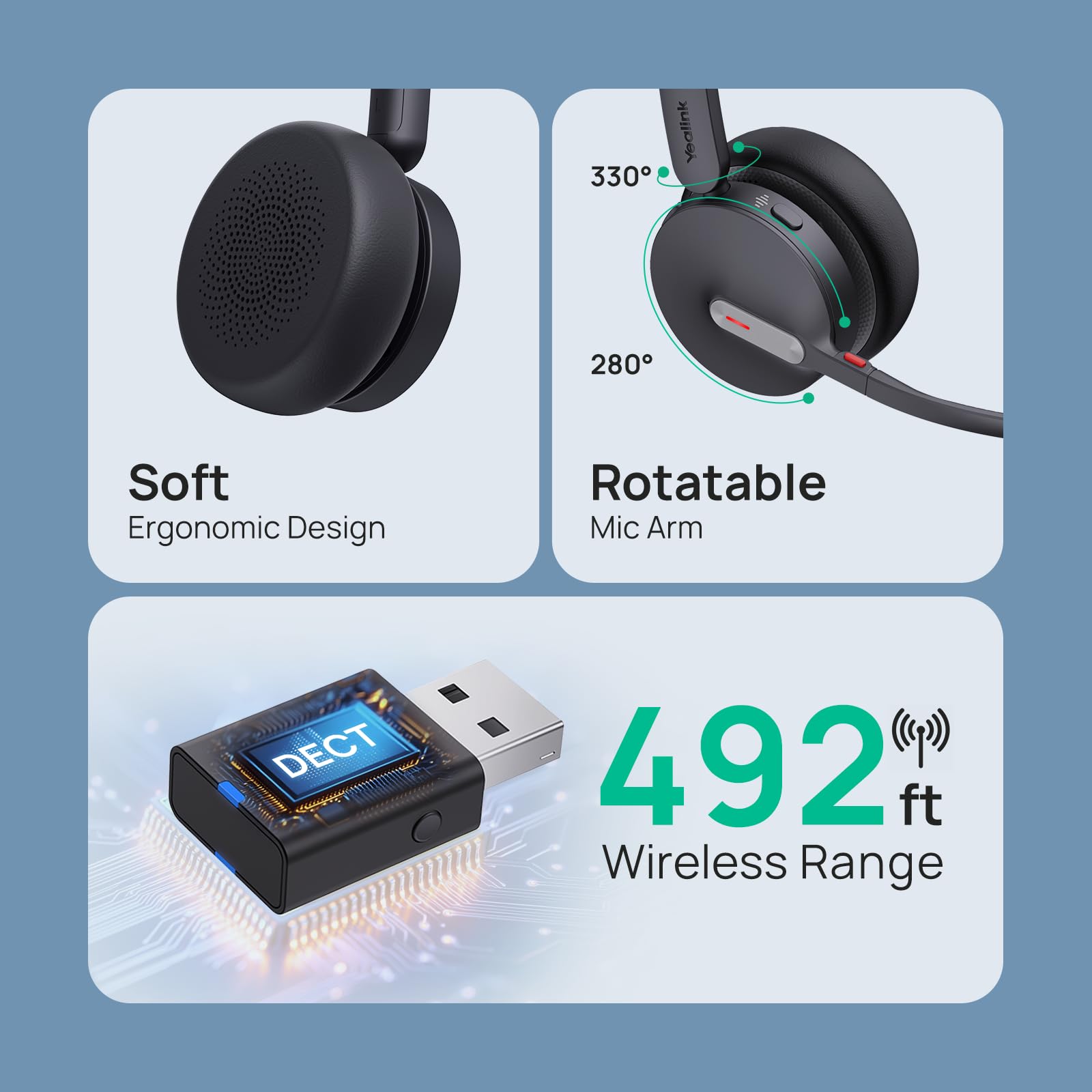 Foto 3 pulgar | Auriculares Inalámbricos Yealink Wh64 Hybrid Mono Con Dongle Dect - Venta Internacional.