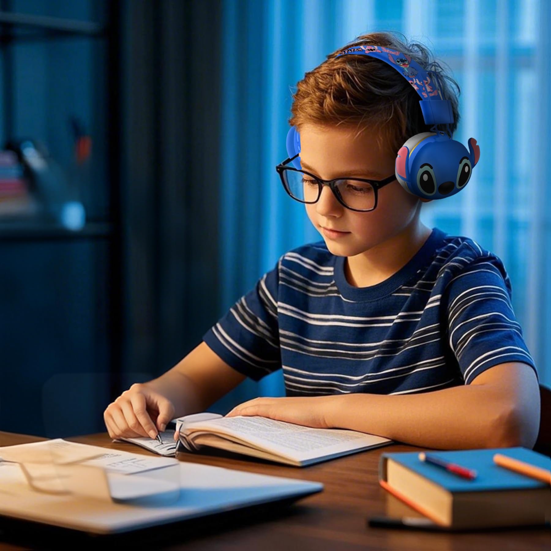 Foto 3 pulgar | Auriculares Bluetooth Para Niños, Plegables, Para Uso Escolar O De Viaje, Color Azul - Venta Internacional.