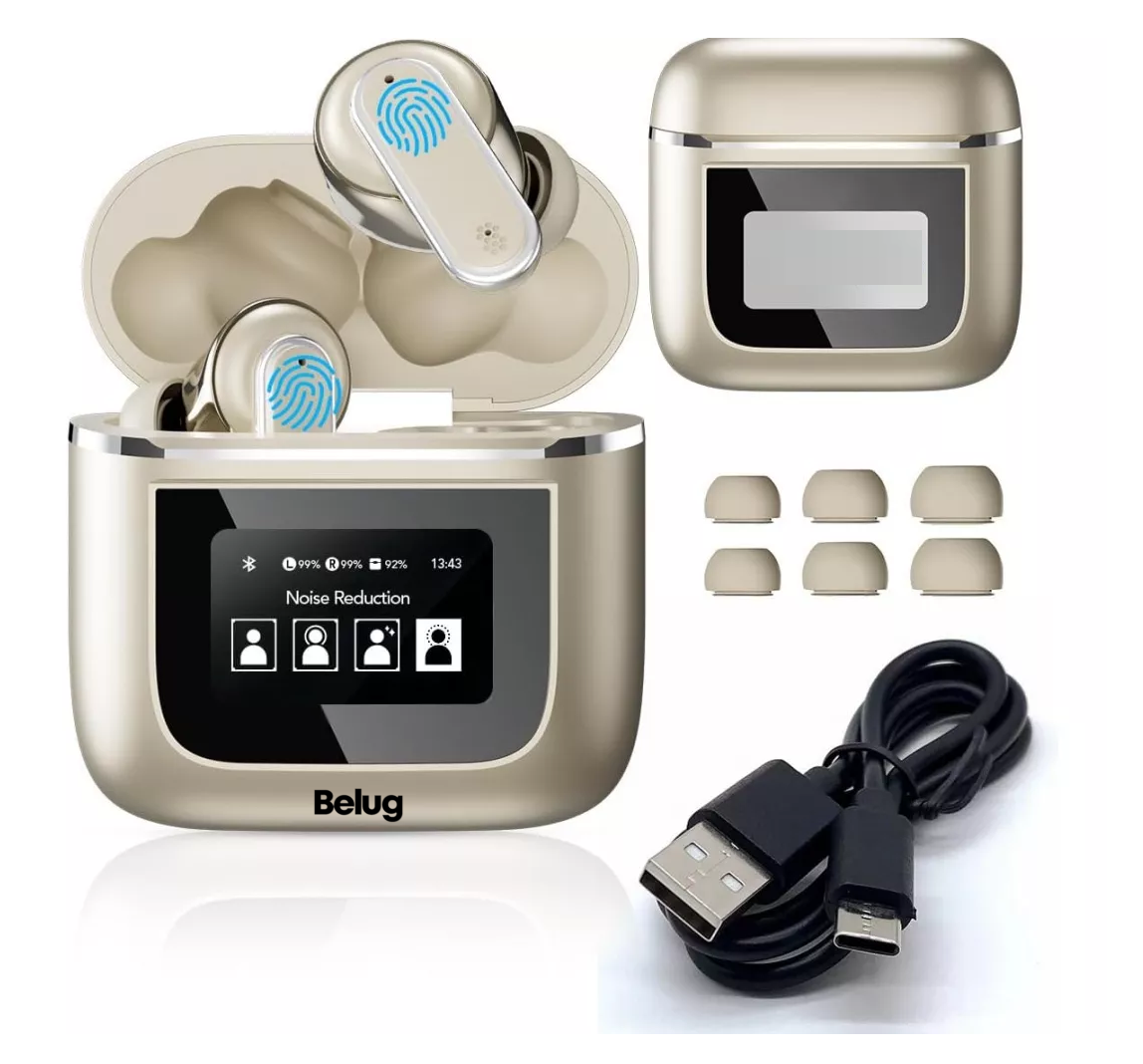 Foto 4 pulgar | Audífonos Smart Pantalla Anc Bluetooth 5.4 Tws Auriculares Belug,  Plateado