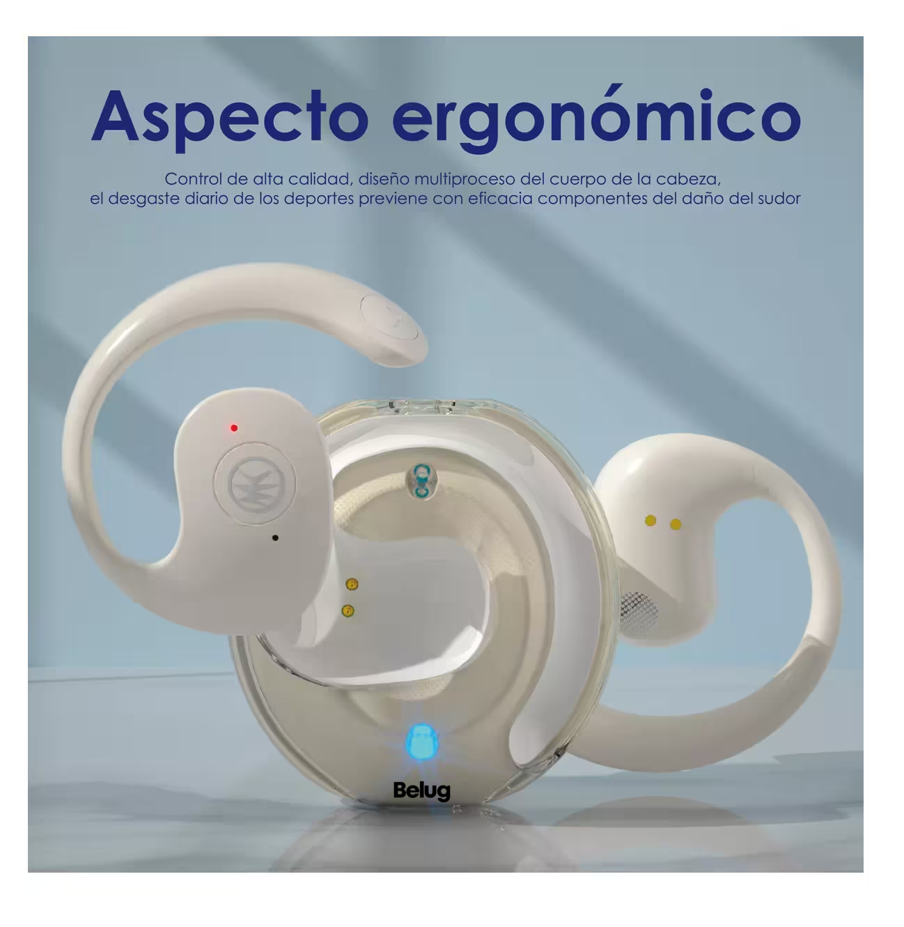 Foto 4 pulgar | Auriculares Deportivos Bluetooth Con Oreja Colgante Belug  Beige