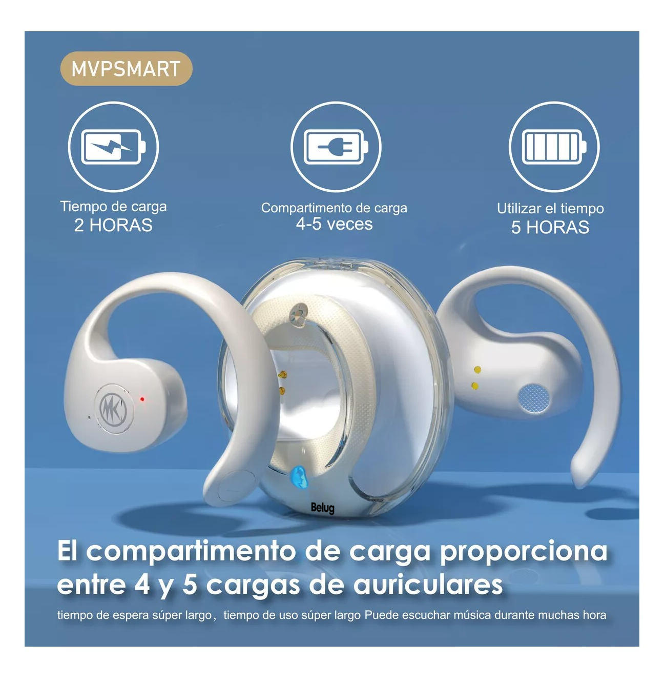 Foto 4 | Auriculares Deportivos Bluetooth Con Oreja Colgante Belug  Beige