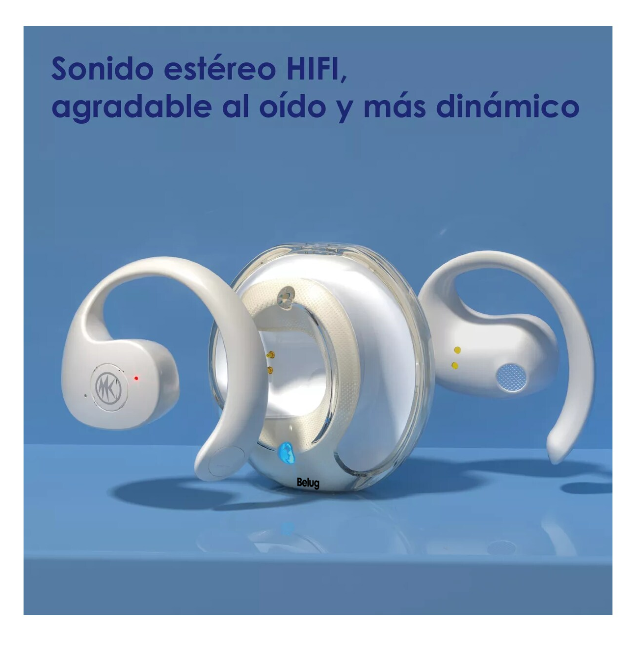 Foto 6 pulgar | Auriculares Deportivos Bluetooth Con Oreja Colgante Belug  Beige