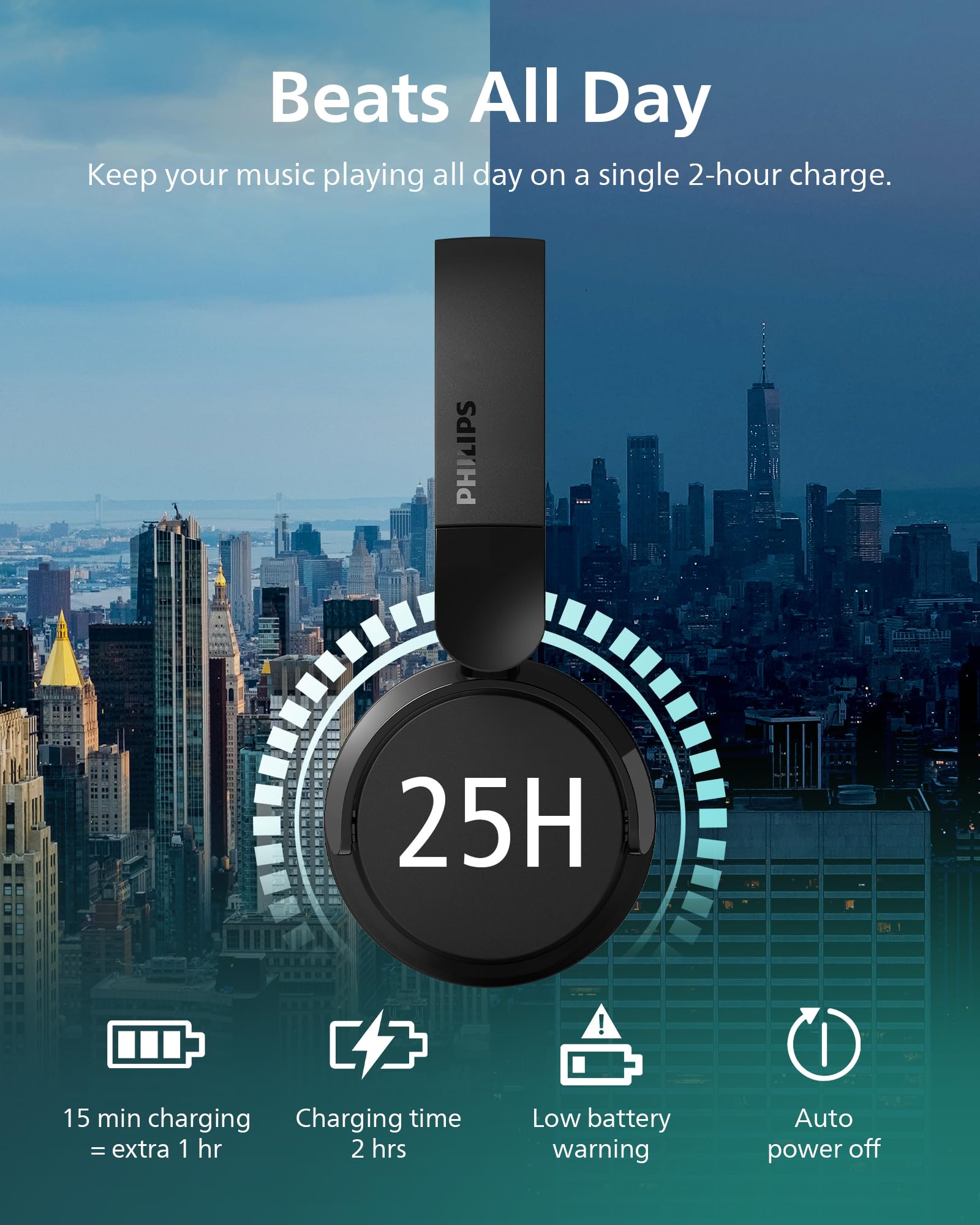 Foto 4 | Auriculares Inalámbricos Philips H3209 On-ear Bluetooth 5.3 Negros - Venta Internacional.