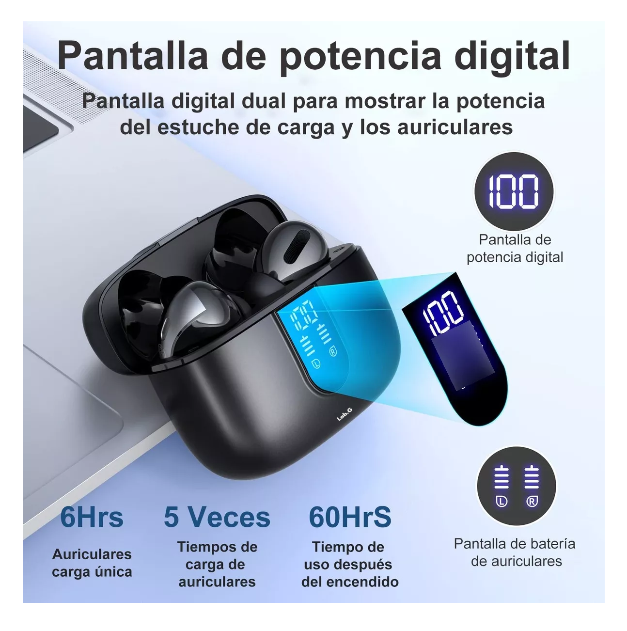 Foto 4 pulgar | Auriculares Inalámbricos Manos Libres 60 Horas, Negro