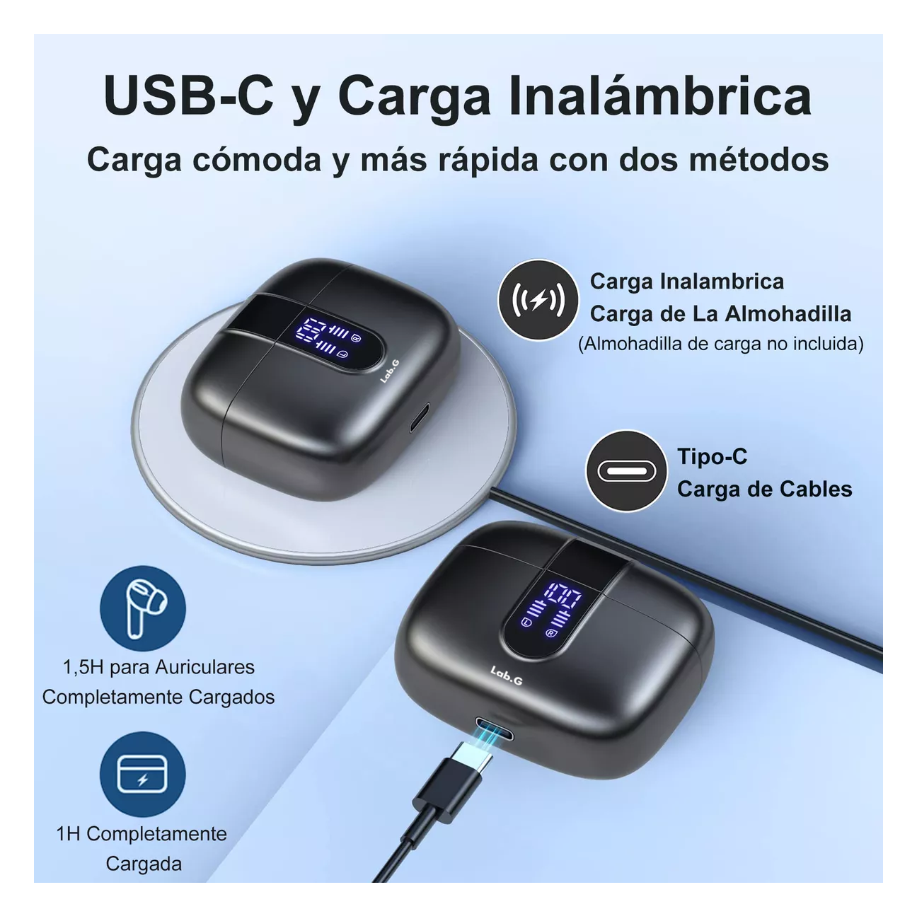 Foto 6 pulgar | Auriculares Inalámbricos Manos Libres 60 Horas, Negro
