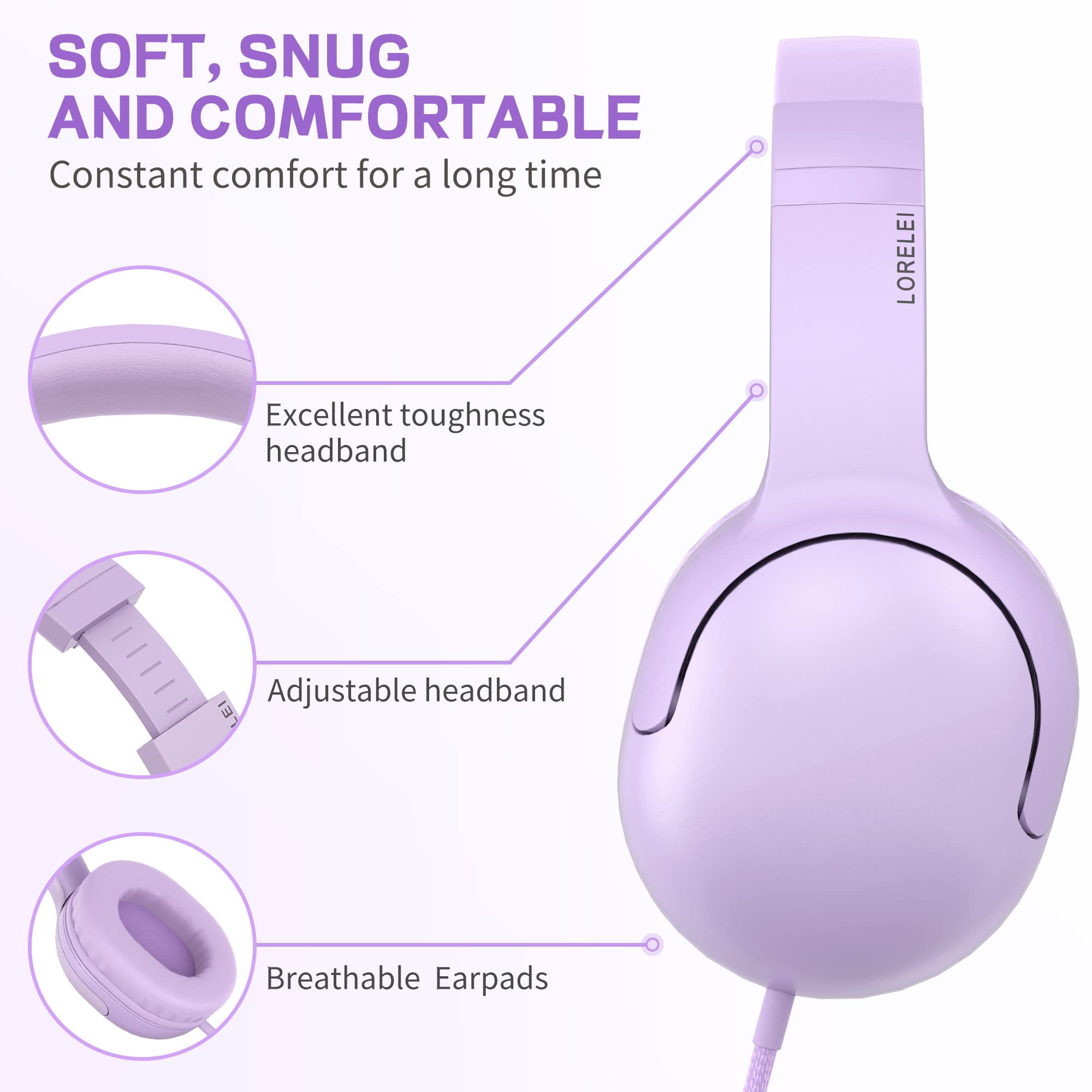 Foto 3 pulgar | Auriculares Lorelei E5 Con Cable Plegables Para Niños Con Conector De 3,5 Mm - Venta Internacional.