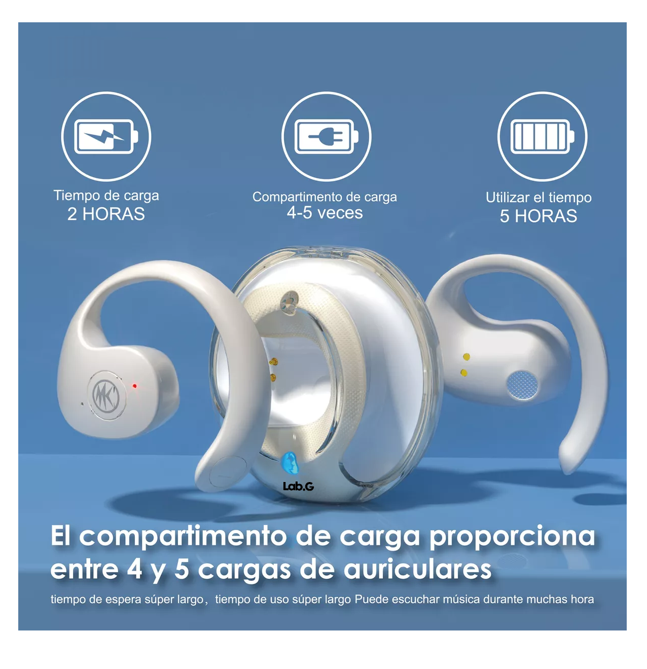 Foto 4 pulgar | Auriculares Deportivos Lab.g Bluetooth Con Oreja Colgante Beige