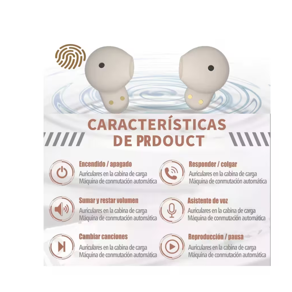 Foto 4 pulgar | Auriculares Inalámbricos Bluetooth Belug, Beige