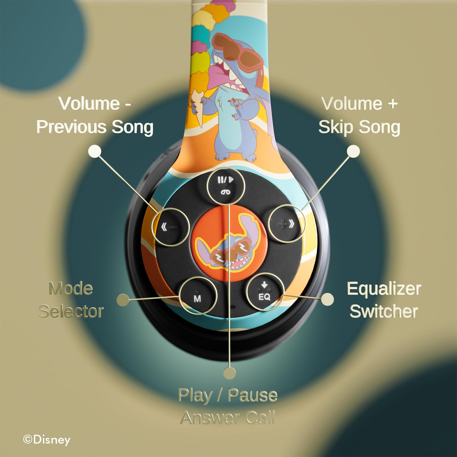 Foto 6 pulgar | Auriculares Supraaurales Bluetooth Ijoy Disney Stitch Beach Day - Venta Internacional.