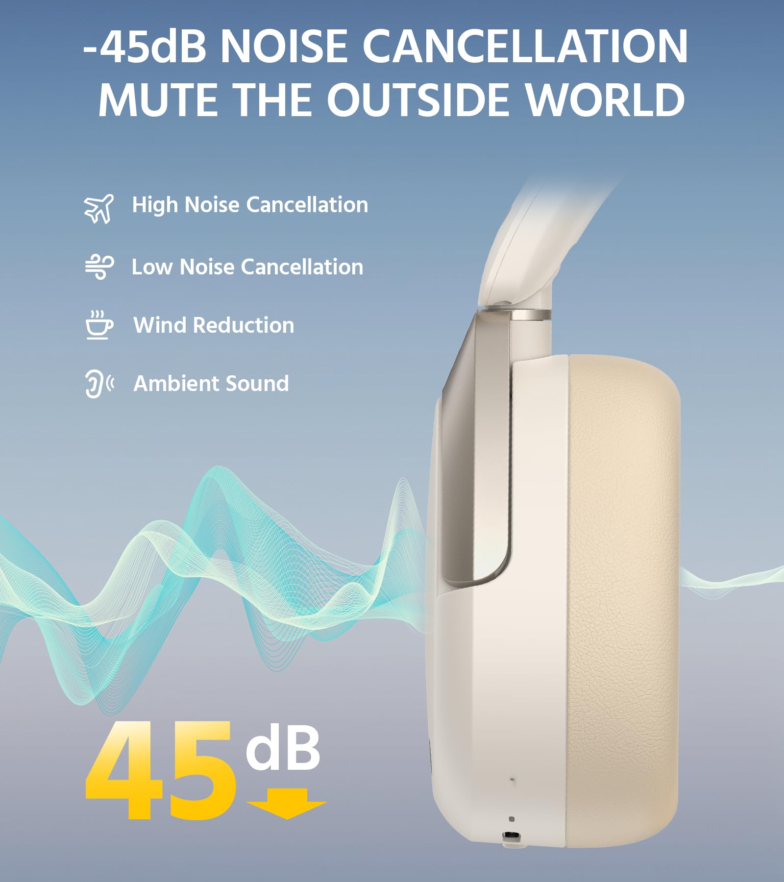 Foto 4 pulgar | Auriculares Supraaurales Inalámbricos Edifier W830nb Con Anc - Ivory - Venta Internacional.