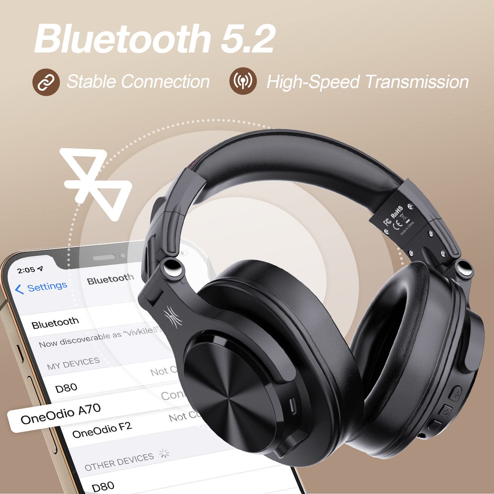 Foto 8 pulgar | Auriculares Supraaurales Bluetooth Oneodio A70 Con 72 Horas De Reproducción - Venta Internacional.