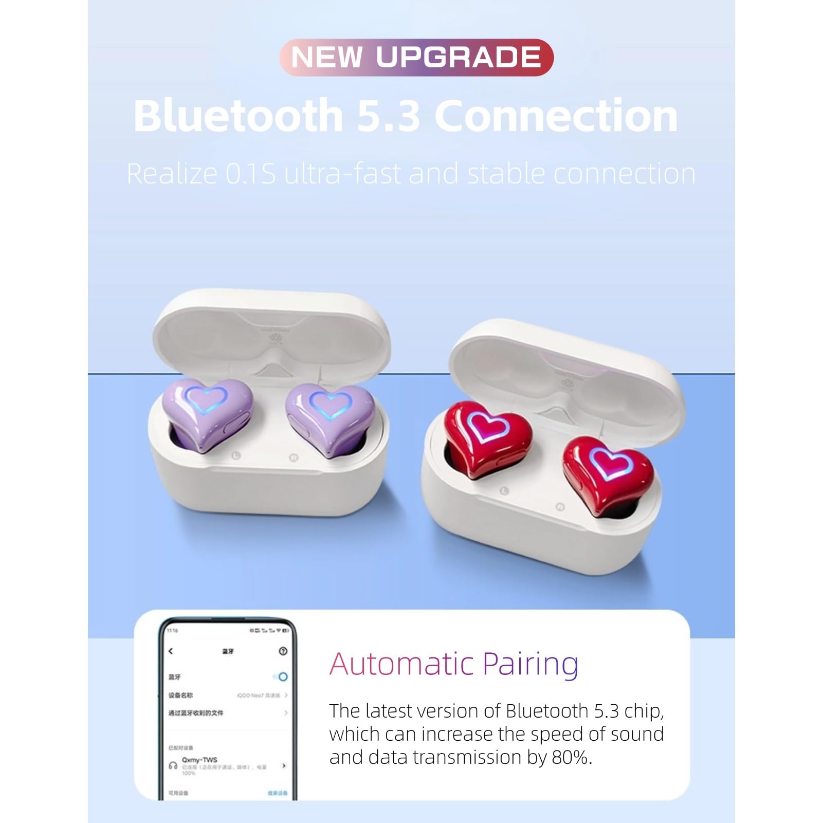 Foto 7 pulgar | Auriculares En Forma De Corazón Yoidesu Mejorados Con Light Bt5.3 - Venta Internacional.